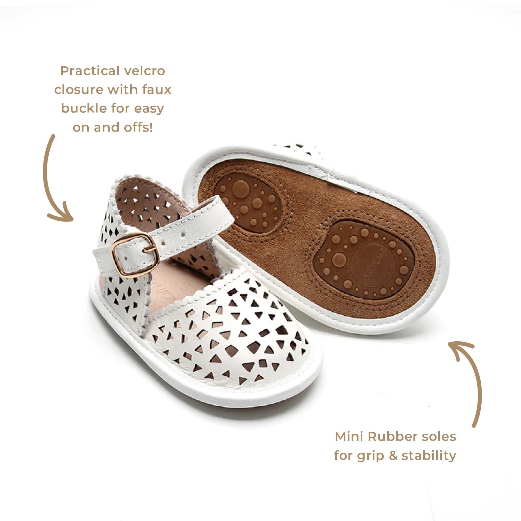 Leather Pocket Sandal | Color 'Cotton' | Soft Sole