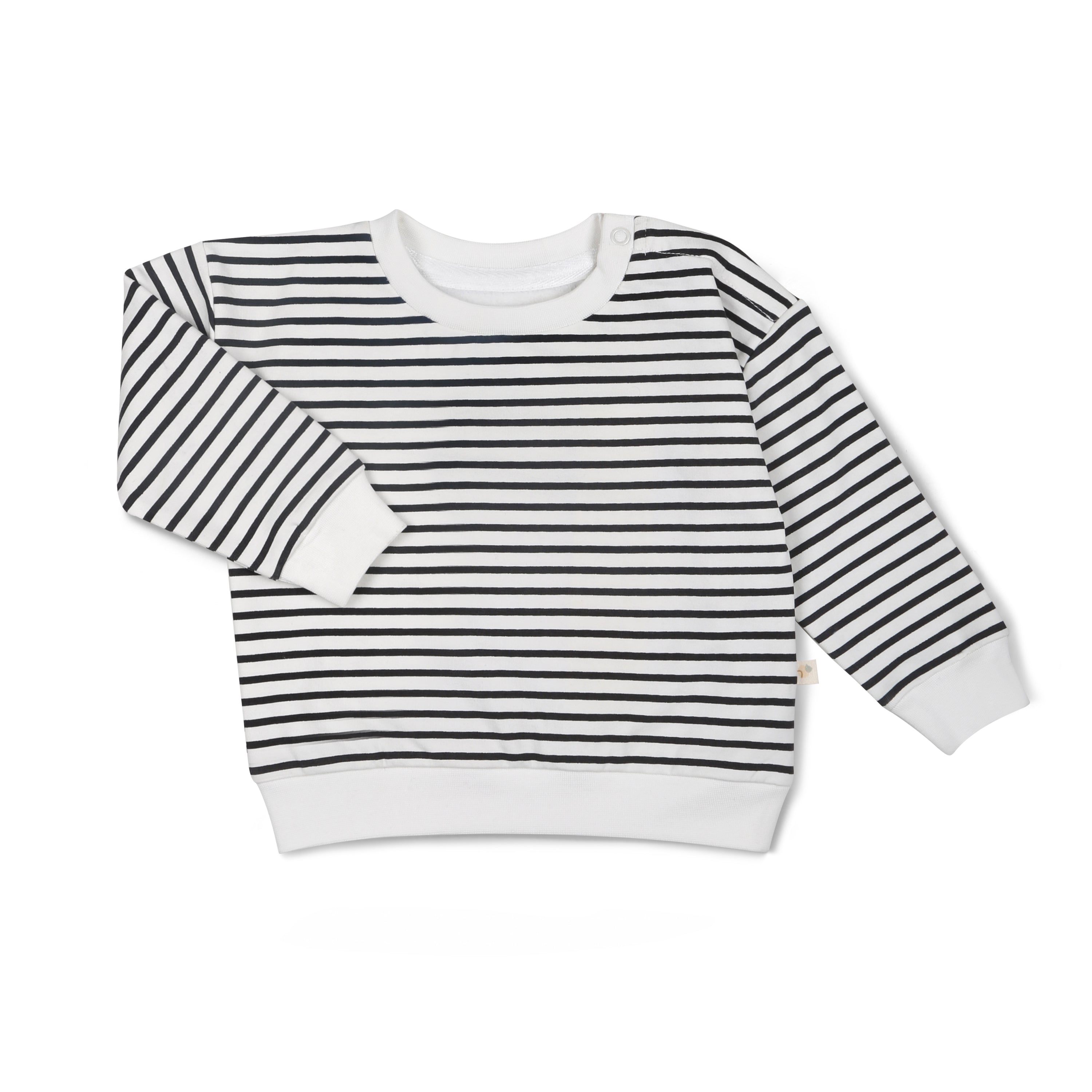 Organic Fleece Sweatshirt - Black Stripes