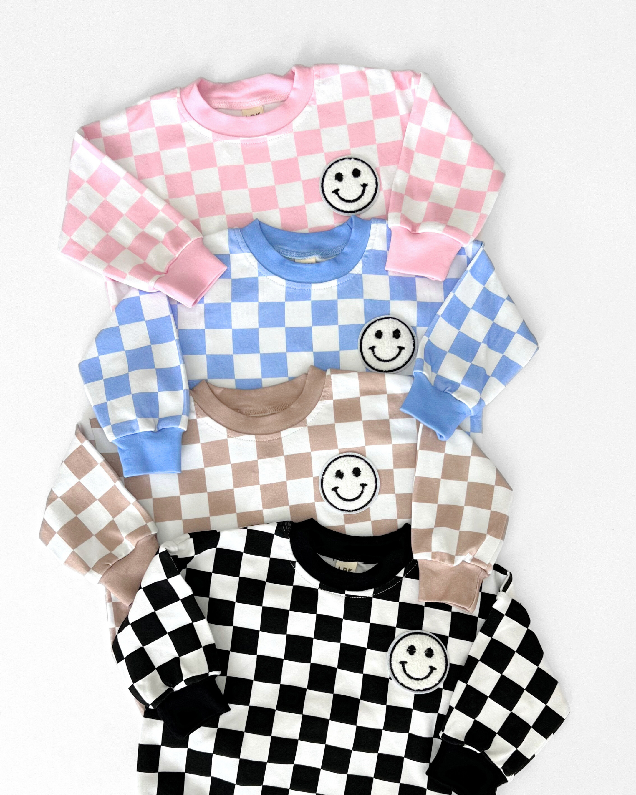 Bubble Romper | Checkered Smiley Latte