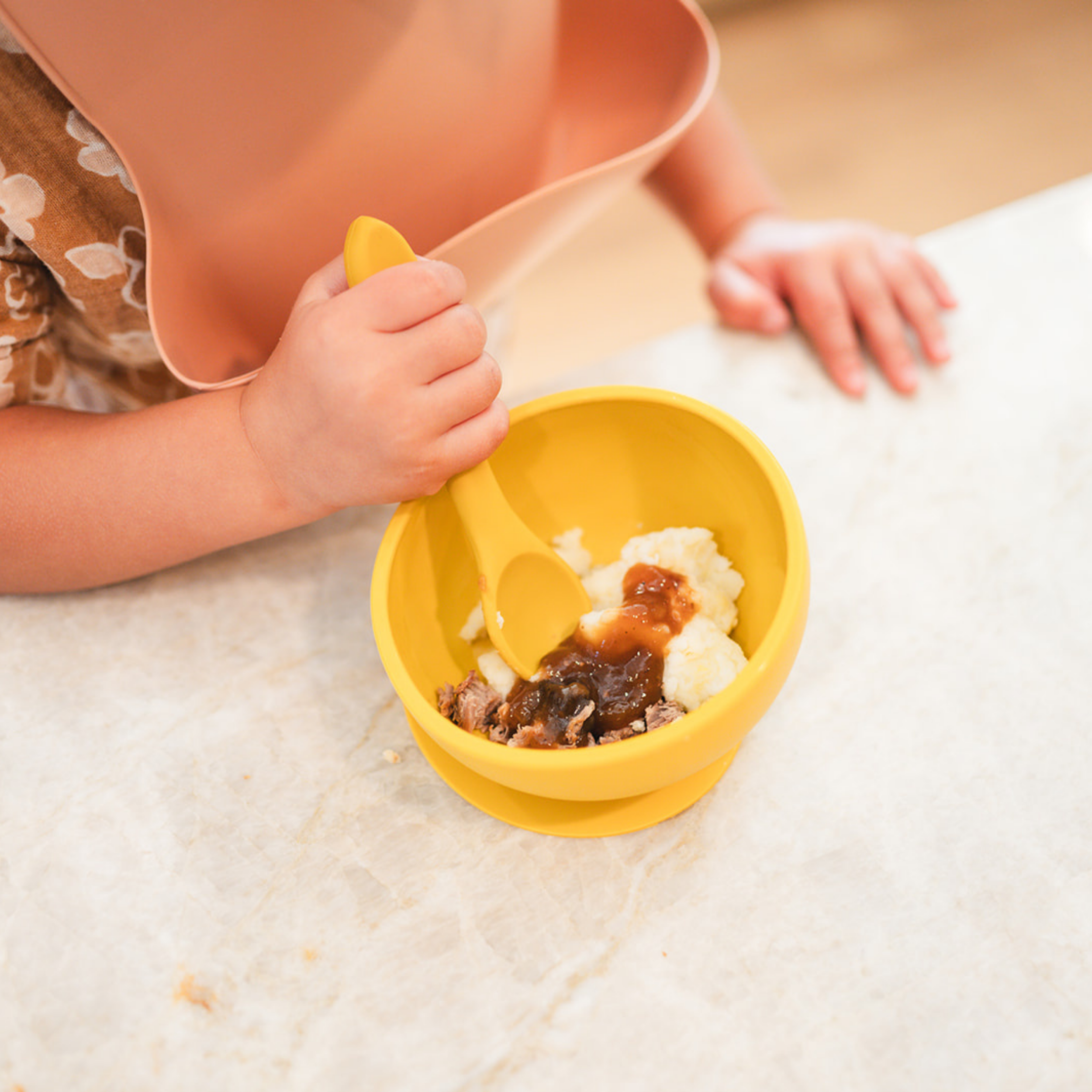 Sage Suction Bowl and Spoon Set