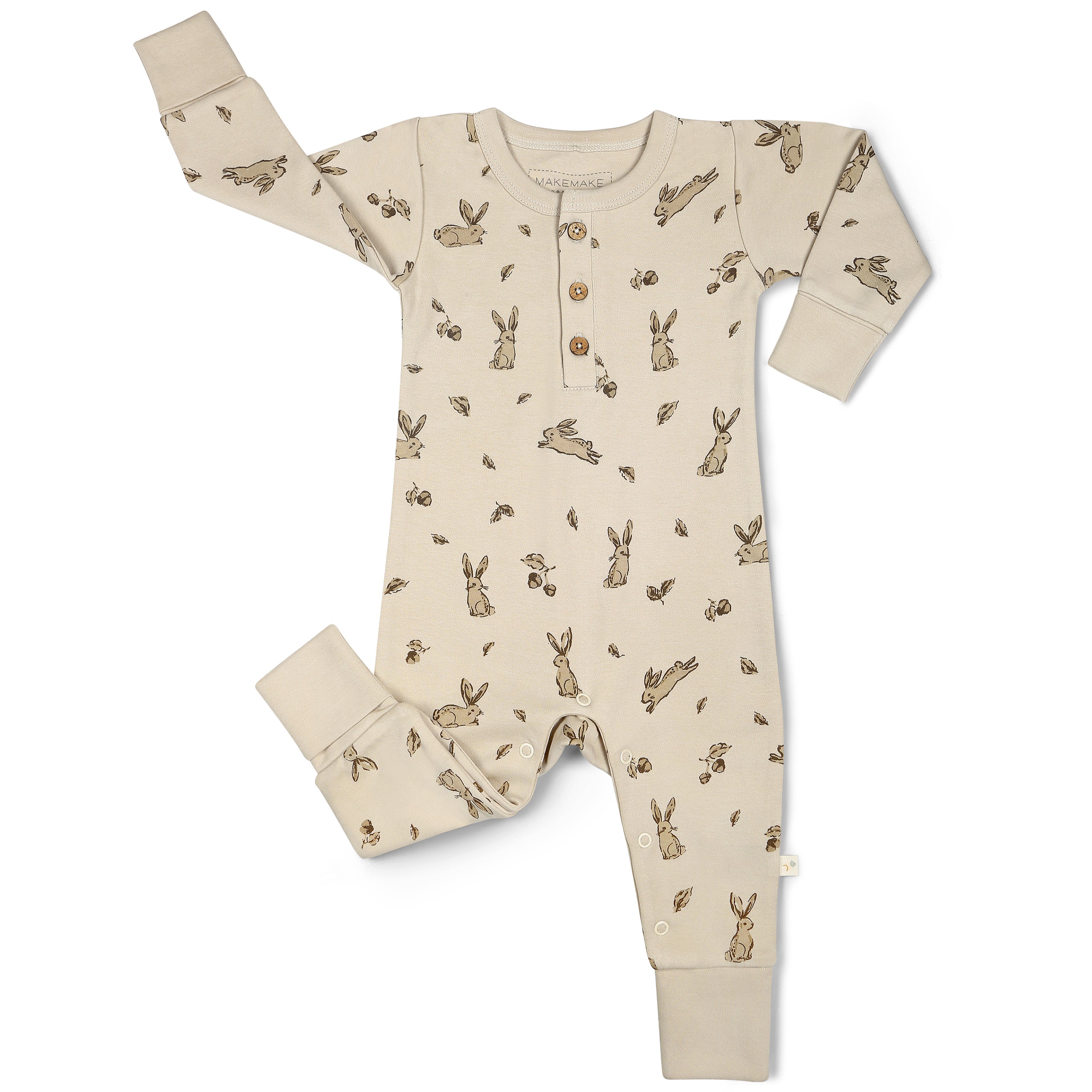 Organic Button Romper - Bunny Hop