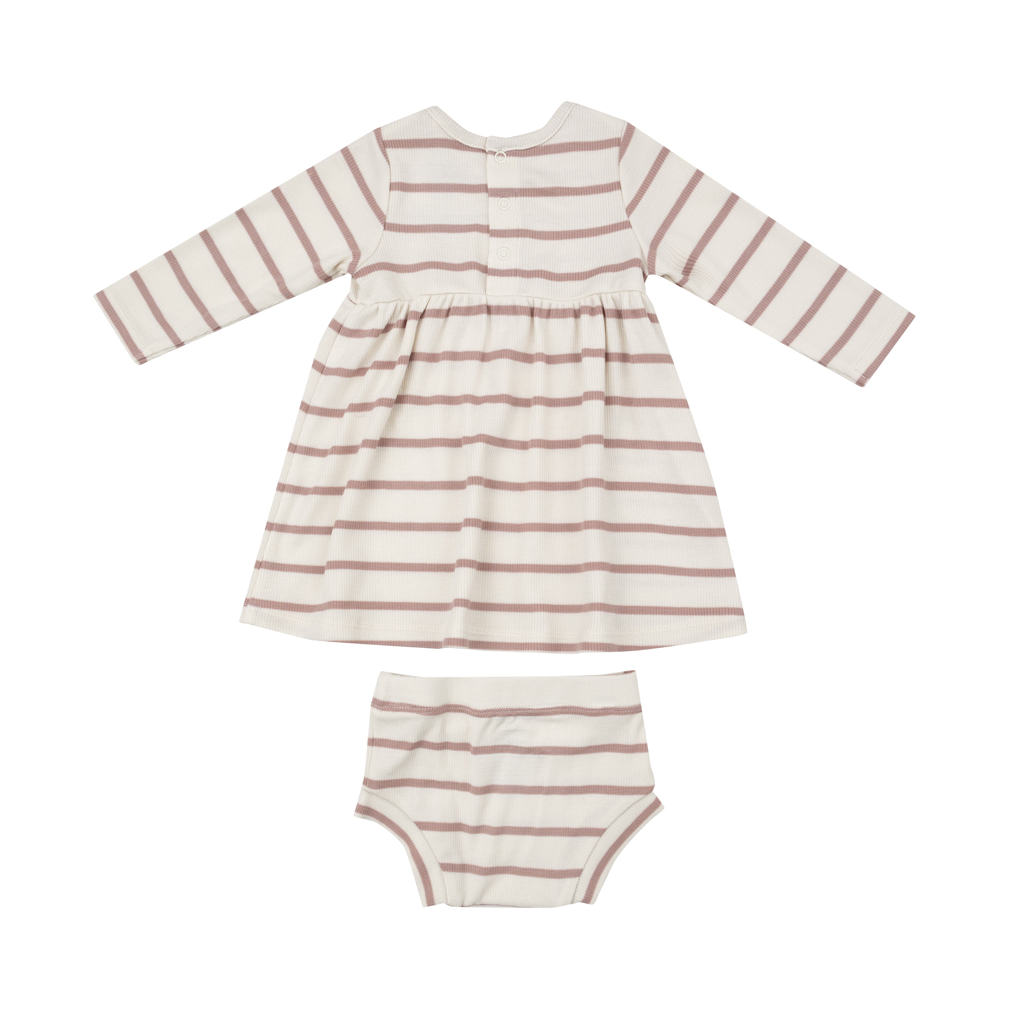 Simple Dress And Bloomer - Modal Rib French Stripe -Misty Rose