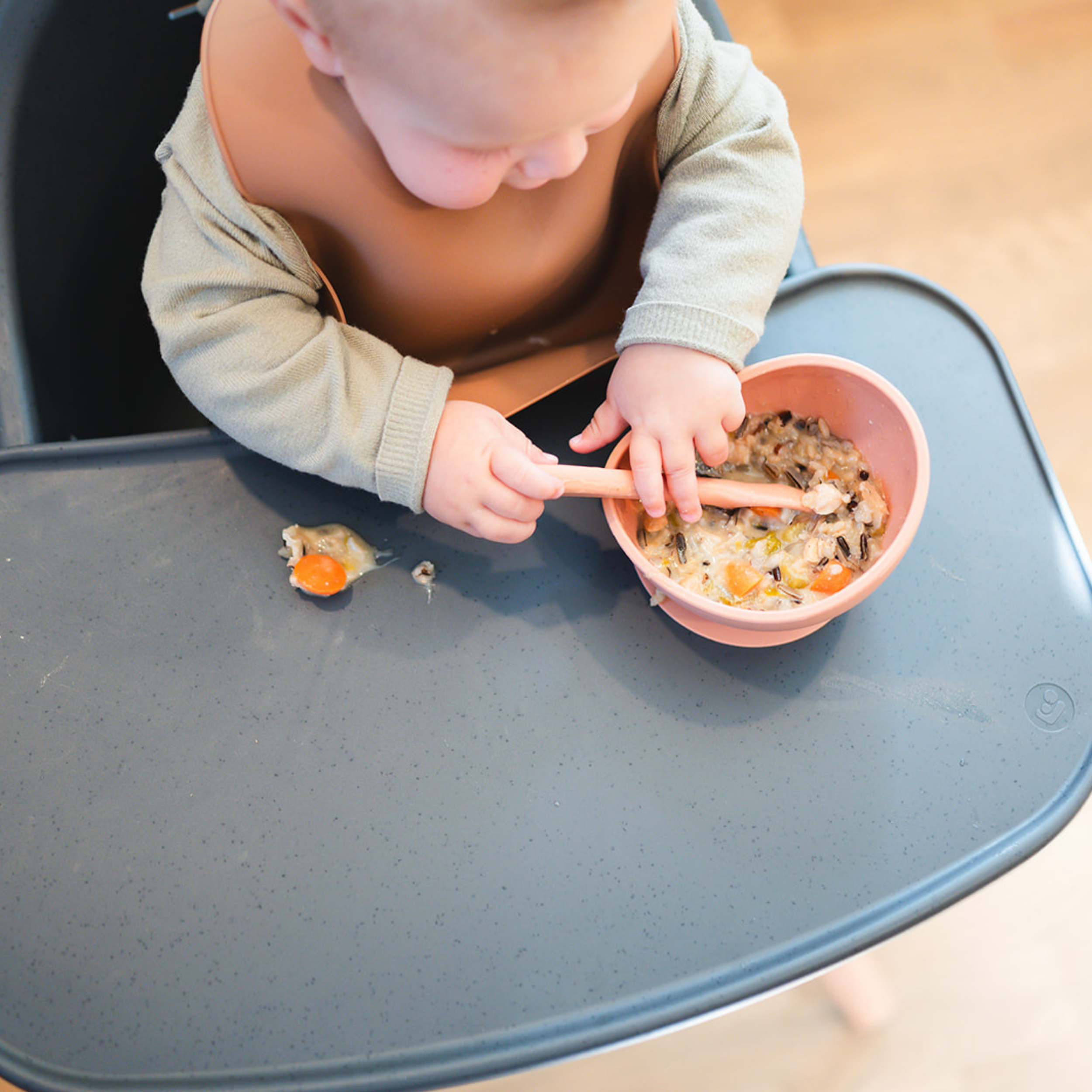 Mustard Suction Bowl and Spoon Set