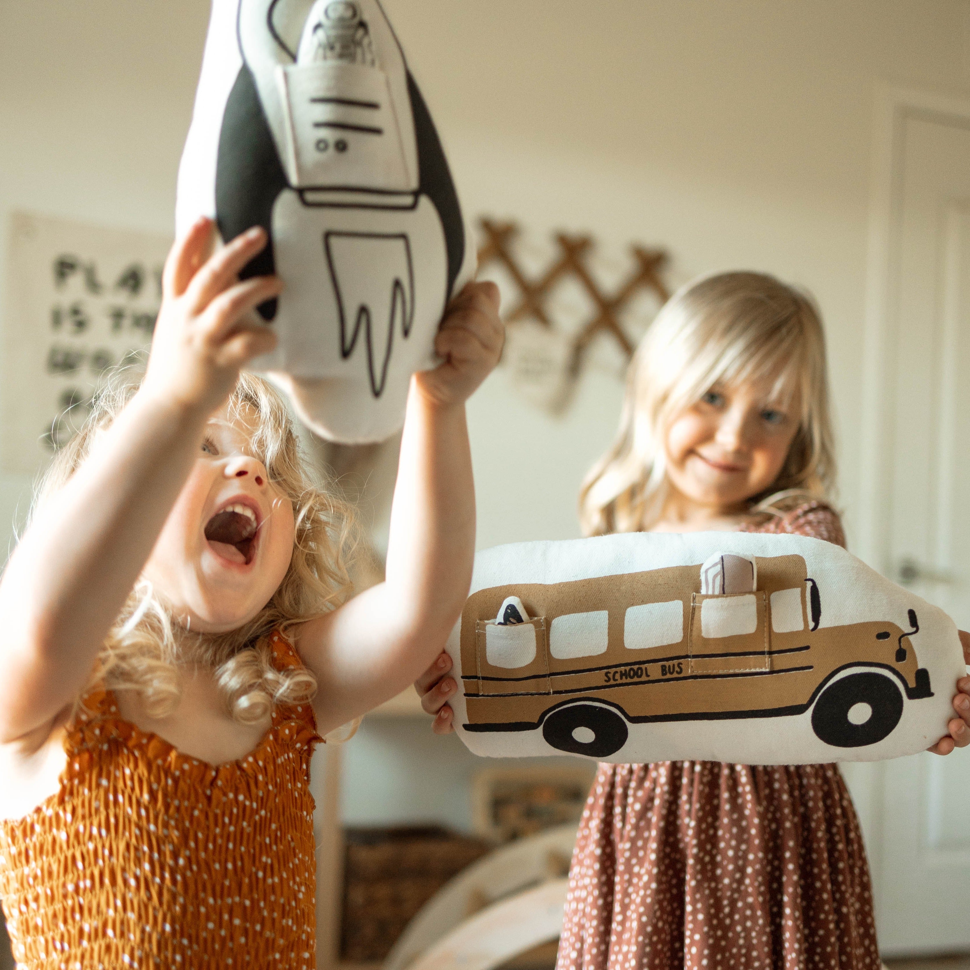 interactive school bus pillow