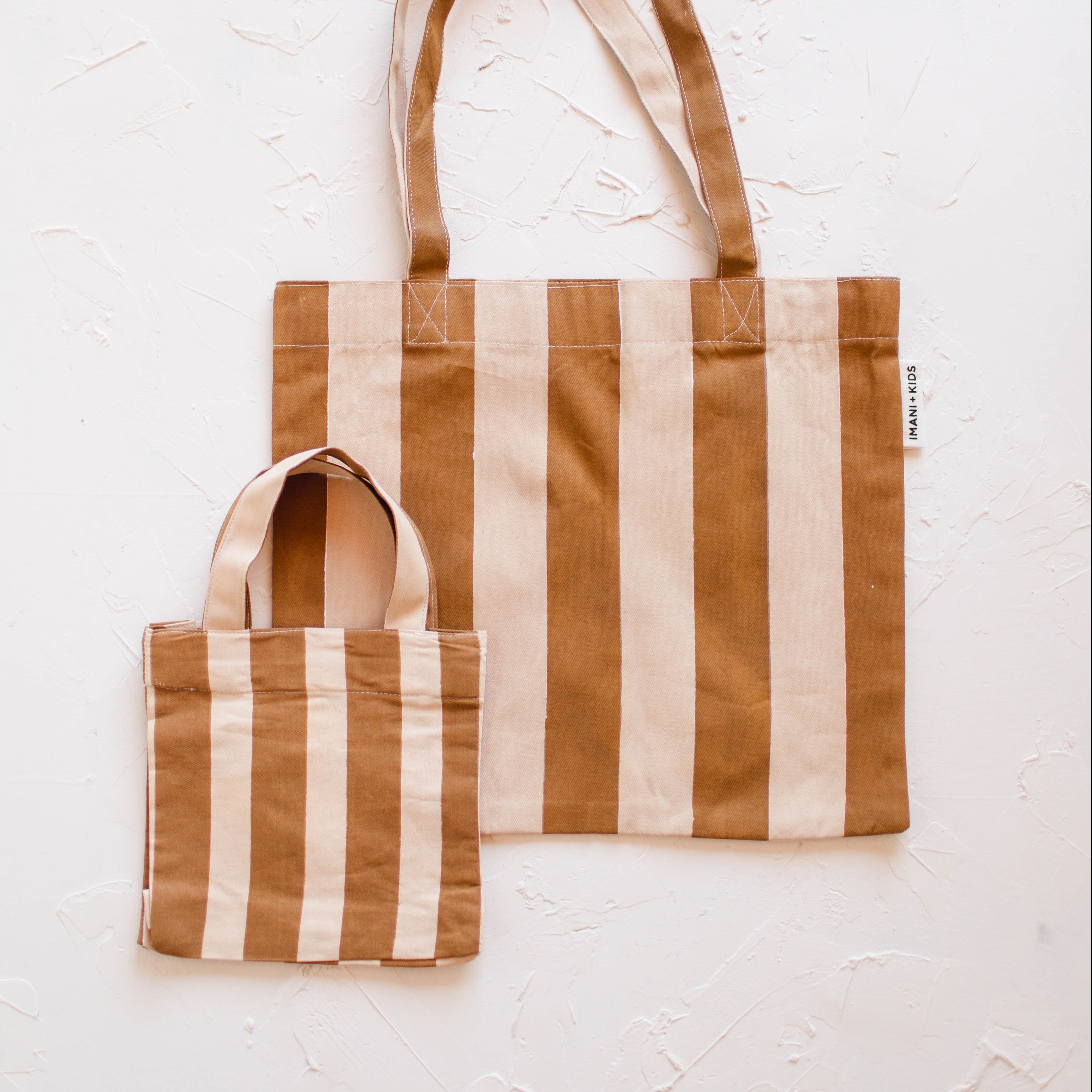 striped mommy + me tote