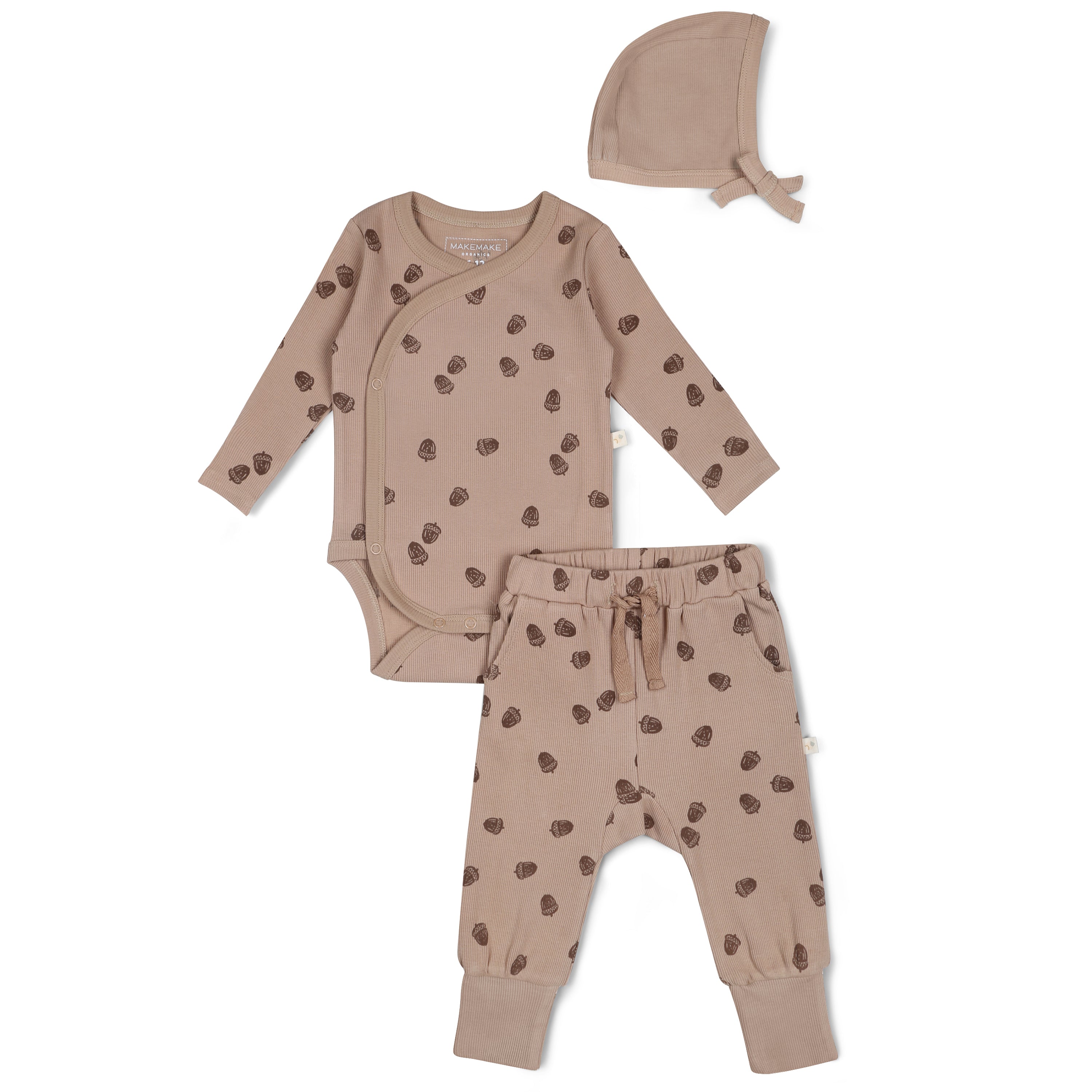 Organic Kimono Onesie & Pants Set - Acorn