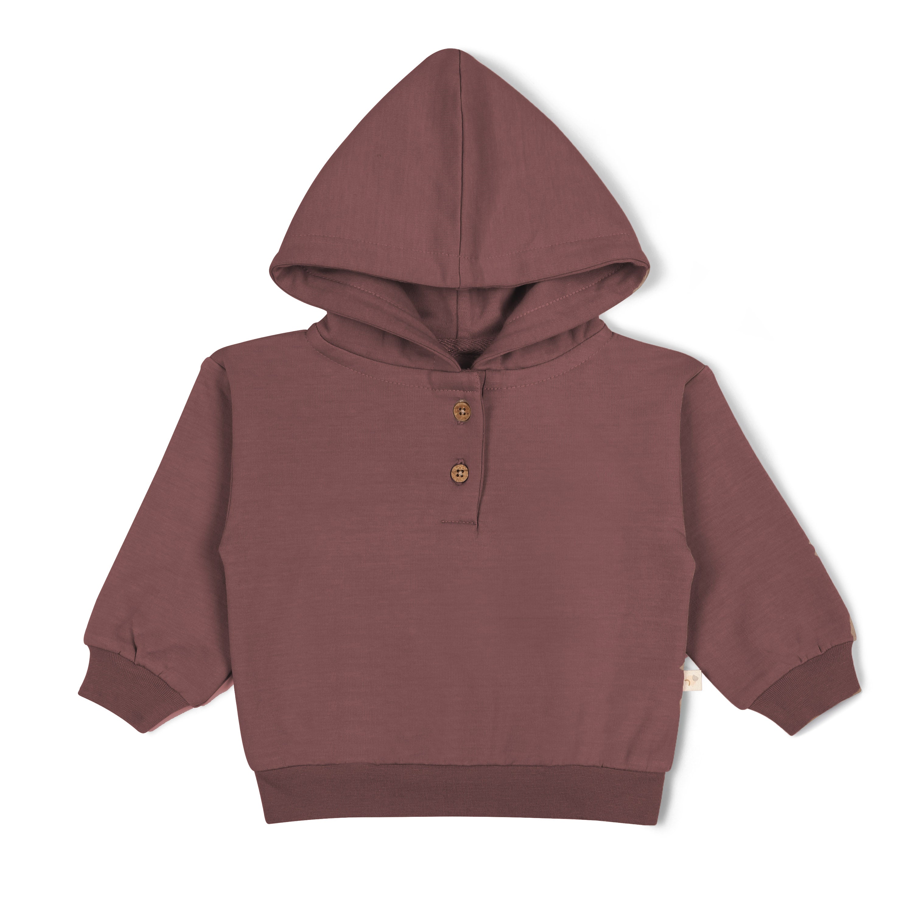 Organic Fleece Henley Hoodie - Plum