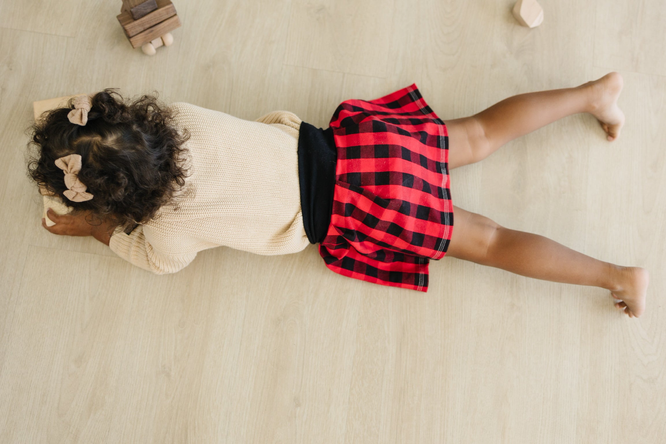 Red & Black Check Skirt - black waistband