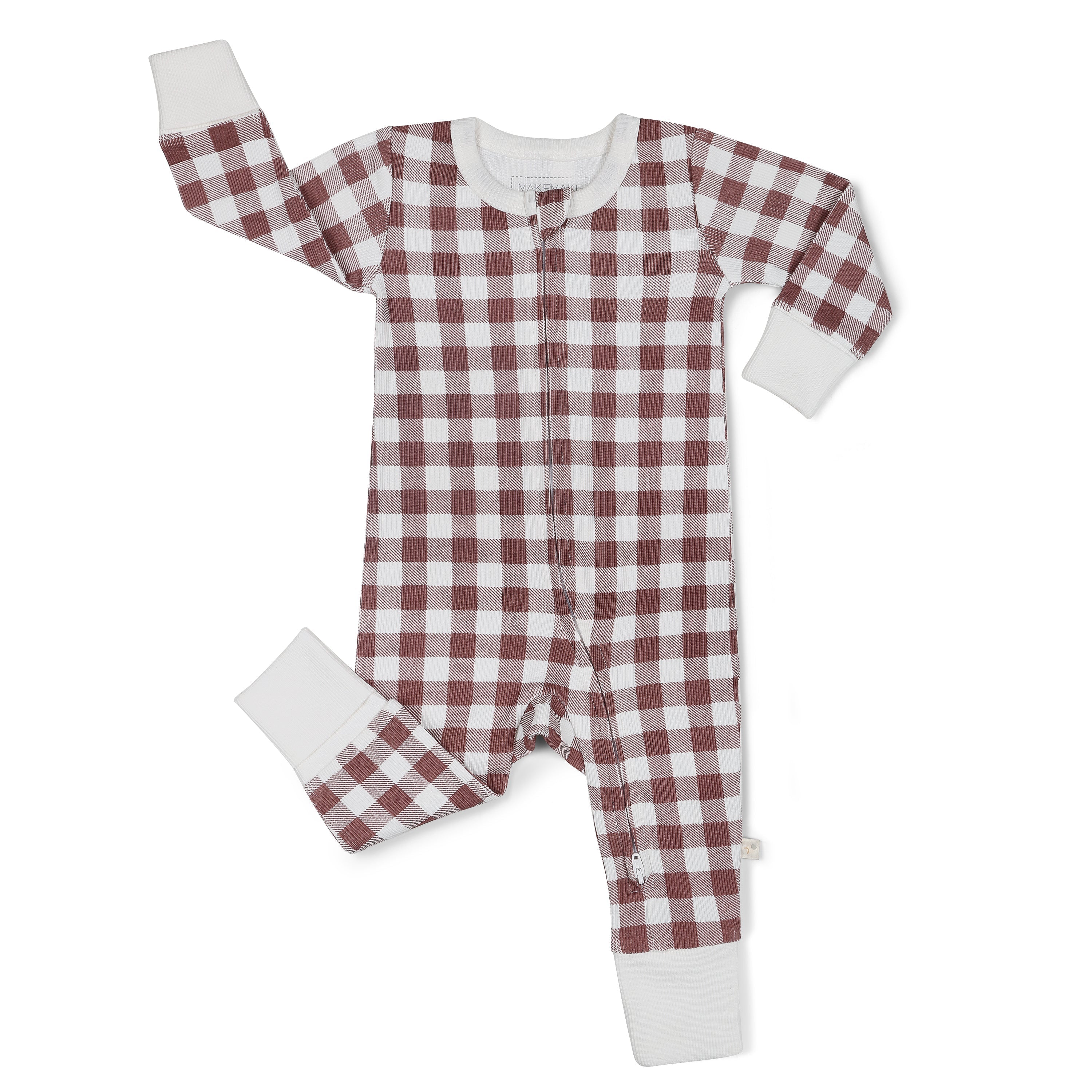 Organic 2-Way Zip Romper - Plum Gingham