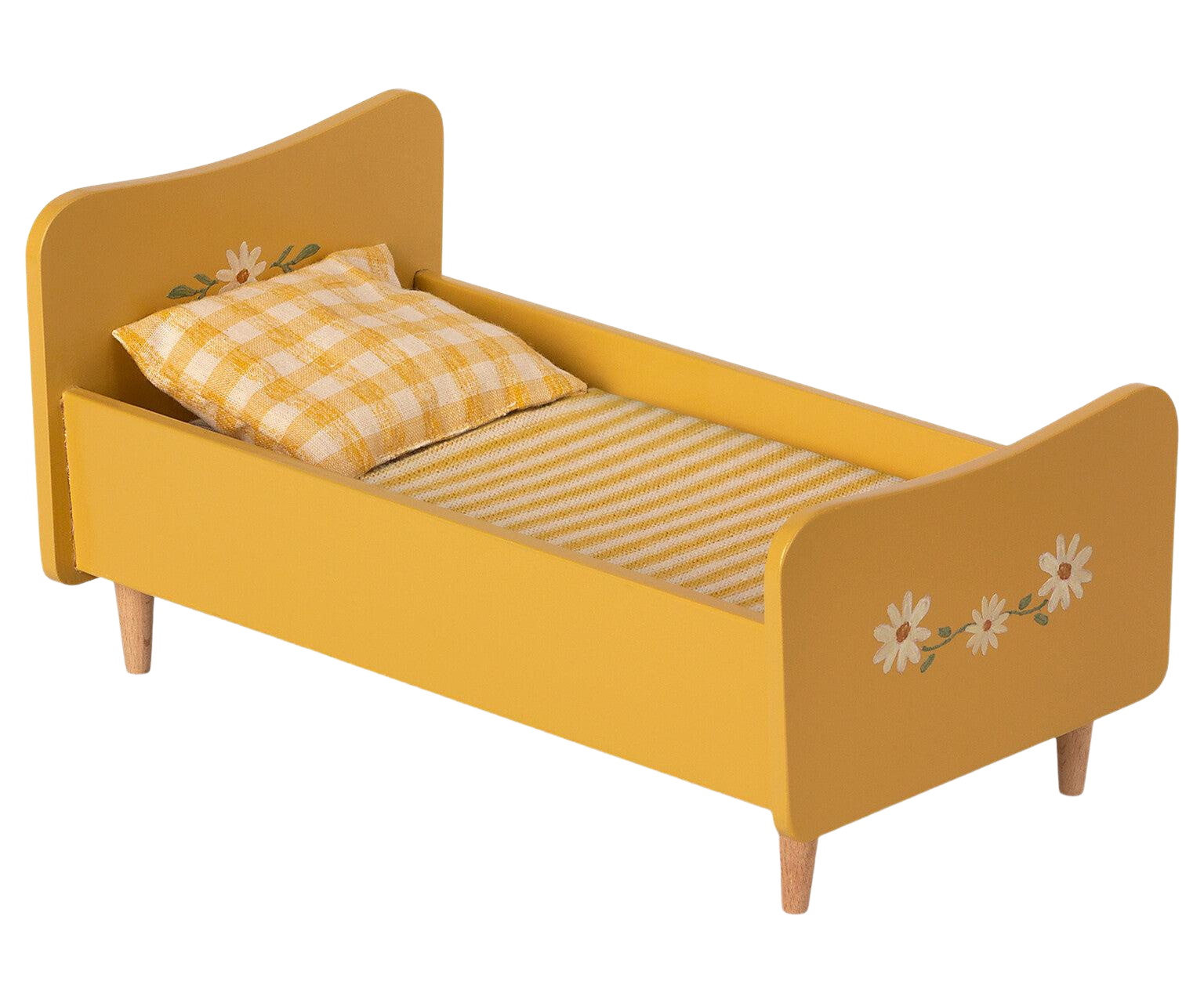 Wooden Bed, Miniature - Yellow