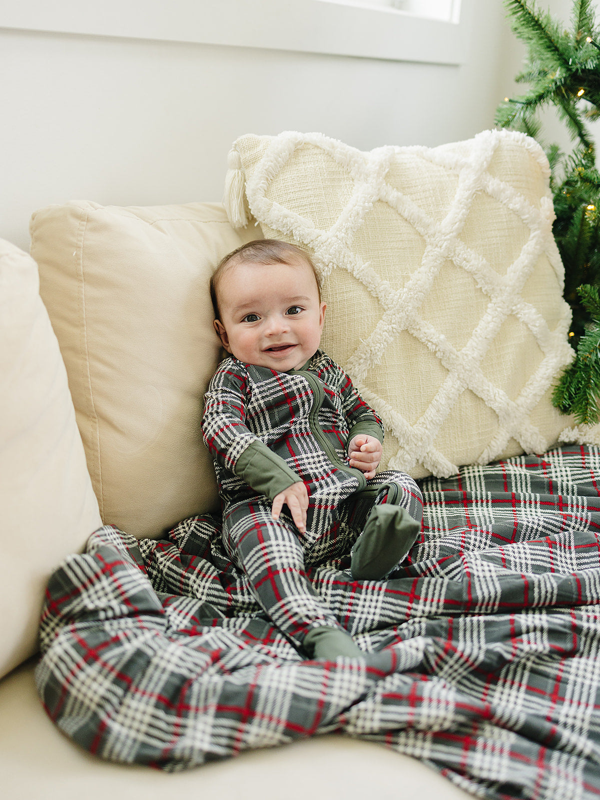 Green Plaid Bamboo Fleece Quilt