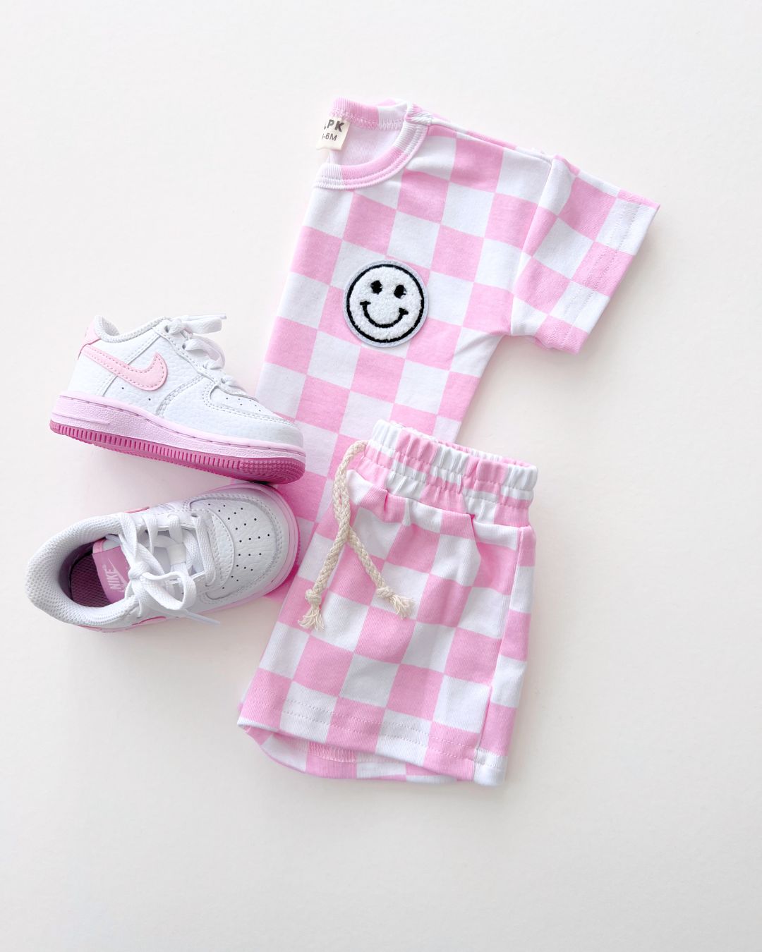 Checkered Shorts Set | Pink