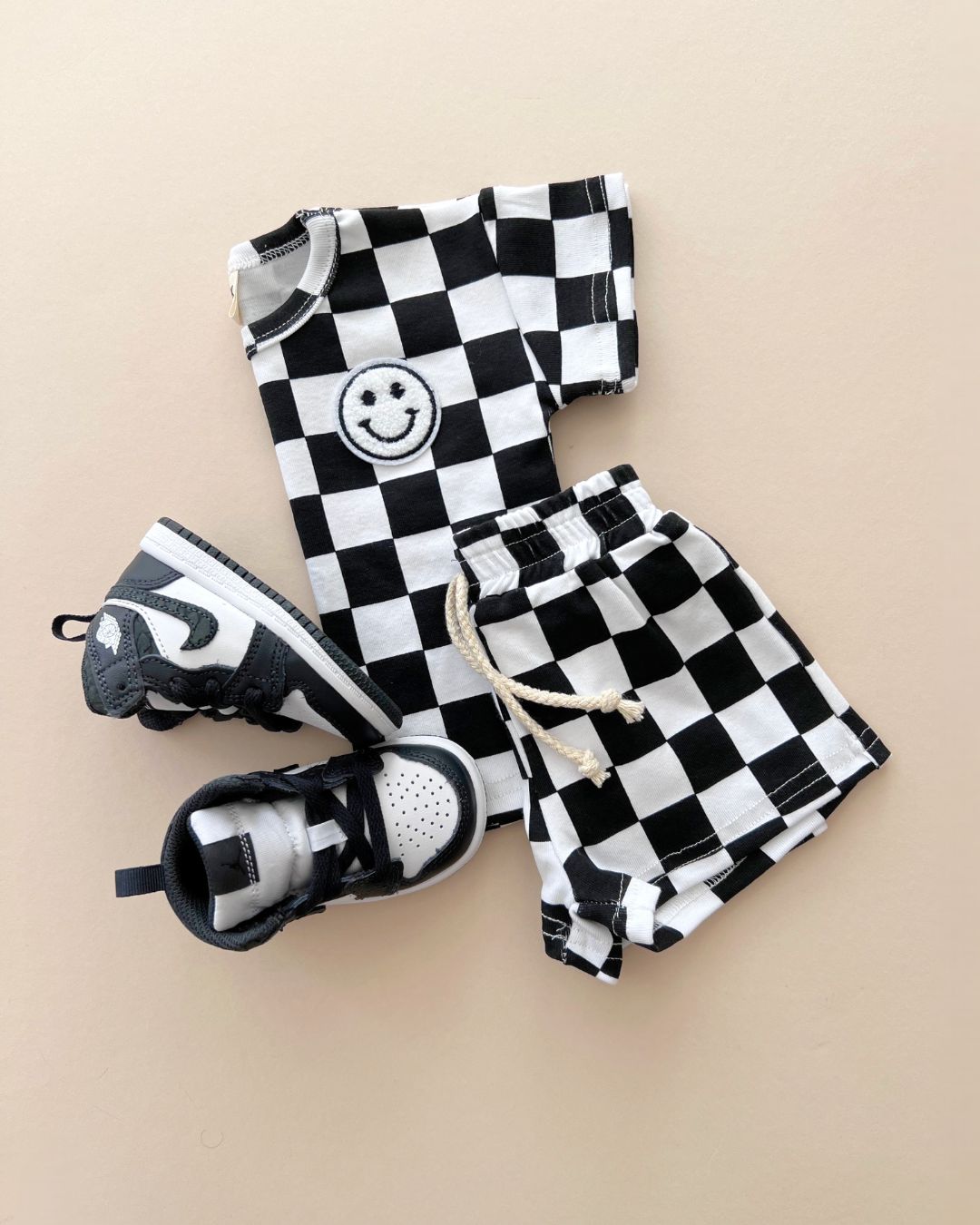 Checkered Shorts Set | Black