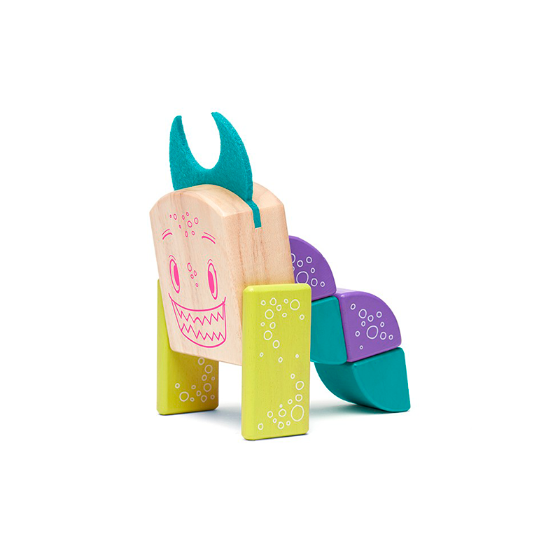 Pip Magnetic Wooden Blocks Sticky Monsters, 8 pieces