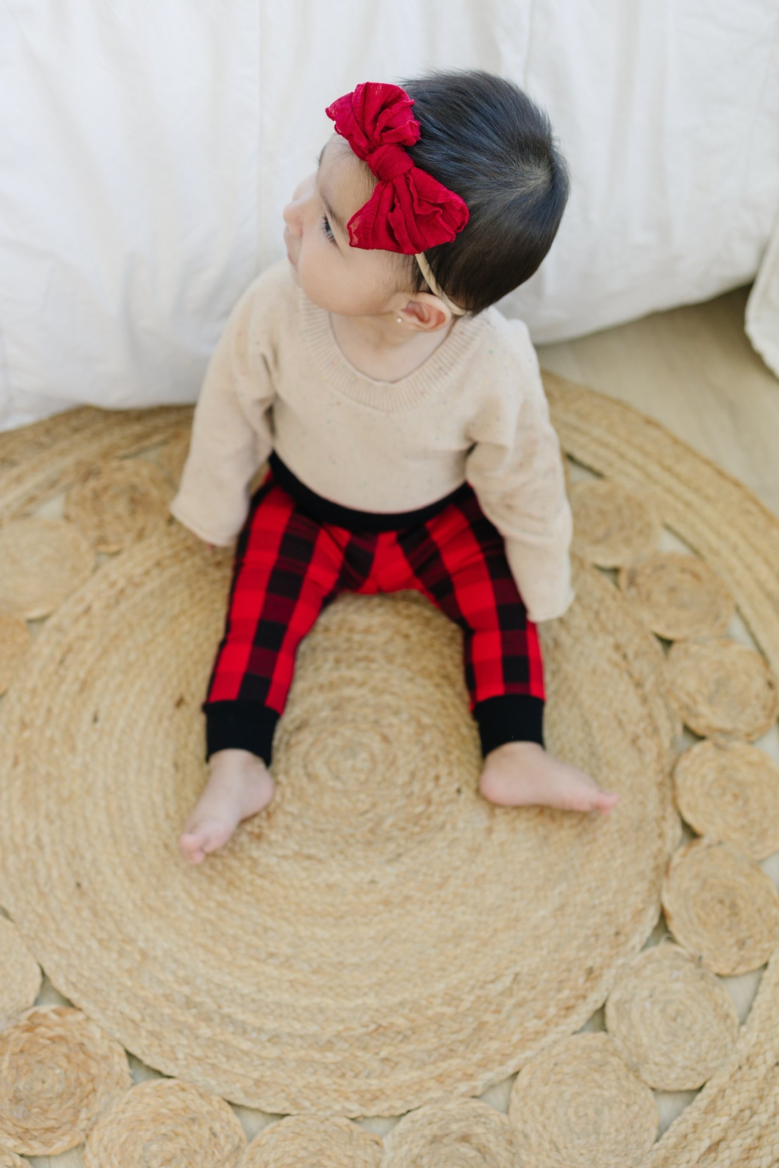 Red & Black Check Leggings - black cuffs