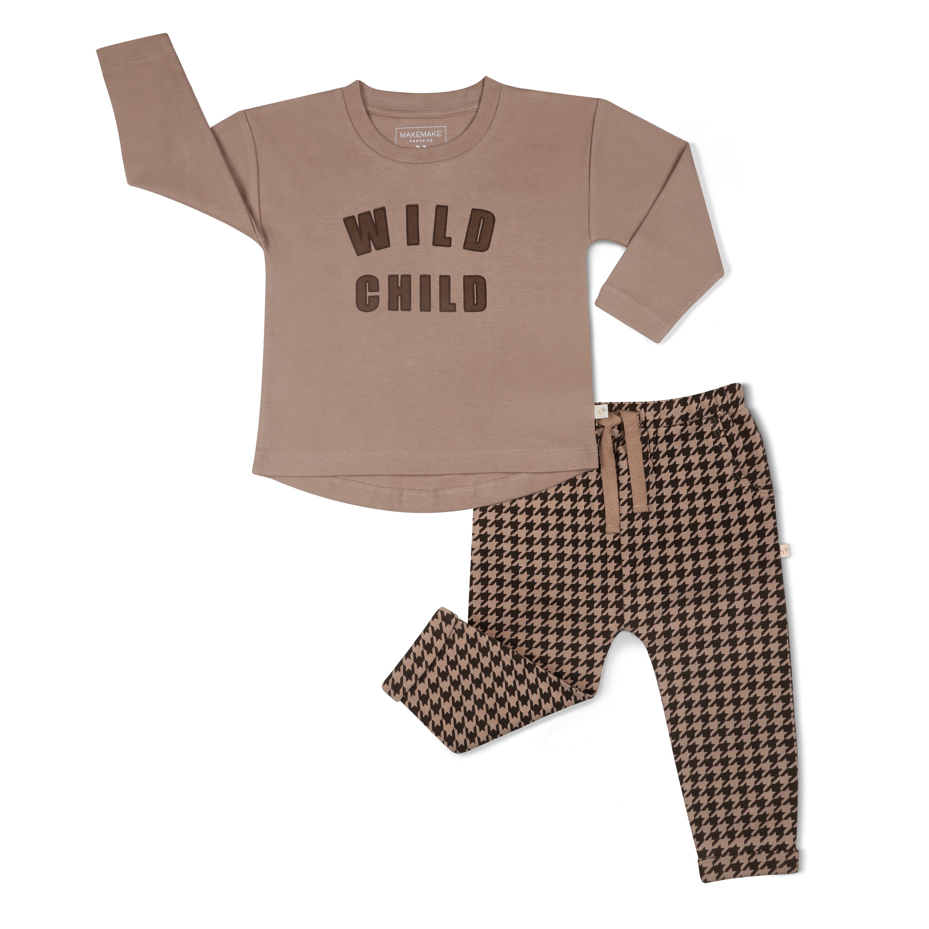 Organic Long Sleeve Tee & Pant Set - Wild Child Placement Tee