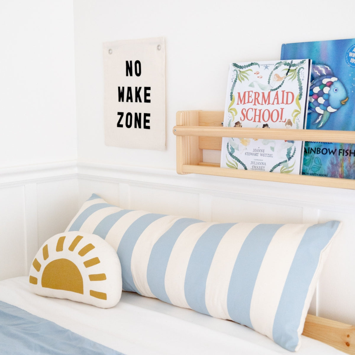 striped lumbar blue pillow cover