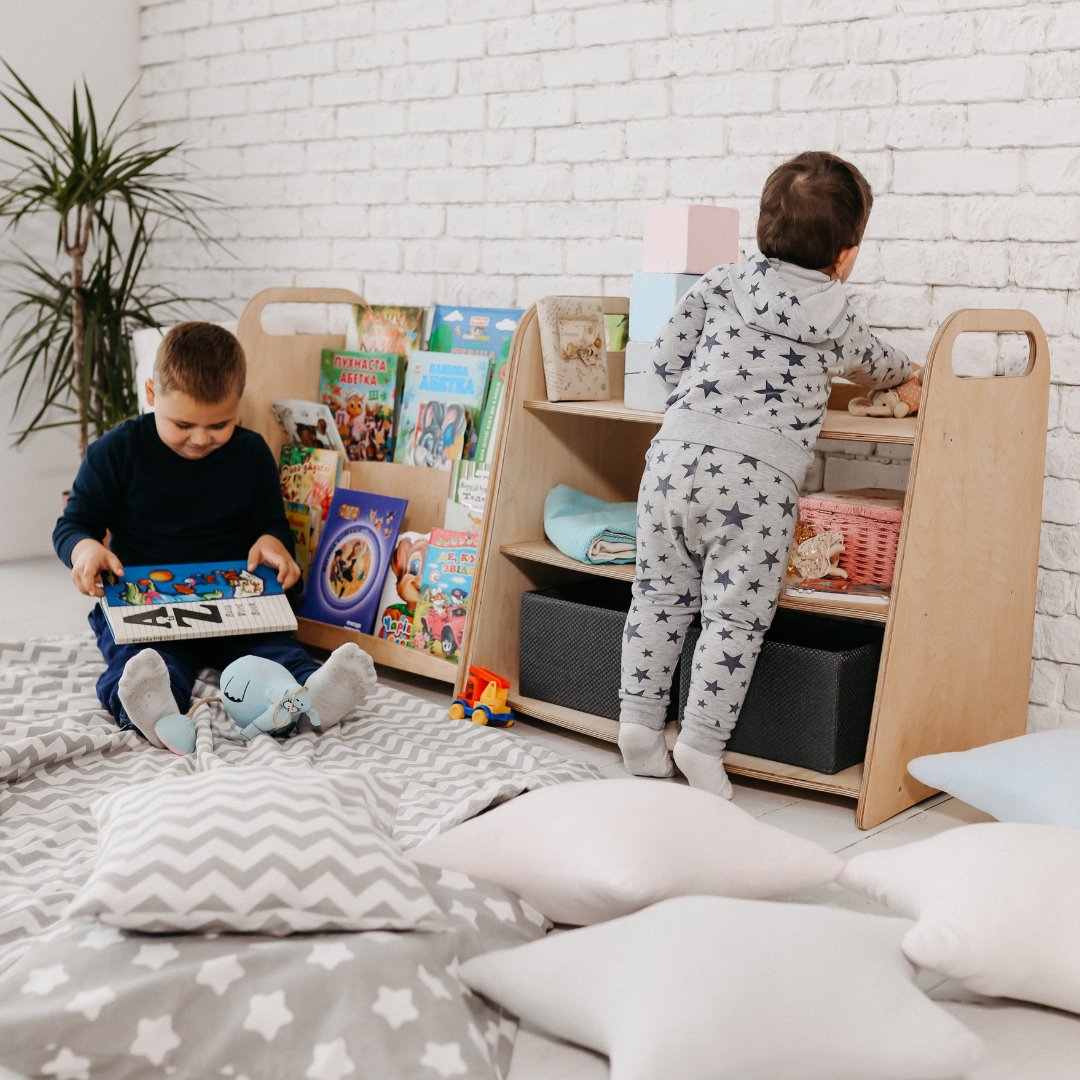 3in1 Montessori Shelves Set: Bookshelf + Toy Shelf + Lego sorter