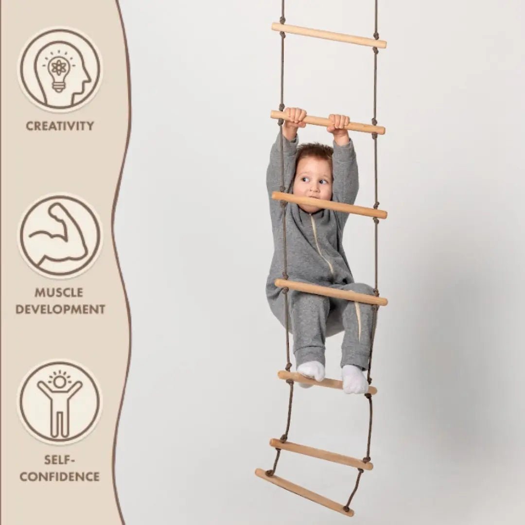 3in1 Swing & Climbing Set: Rope Ladder, Gym Rings & Disc Swing