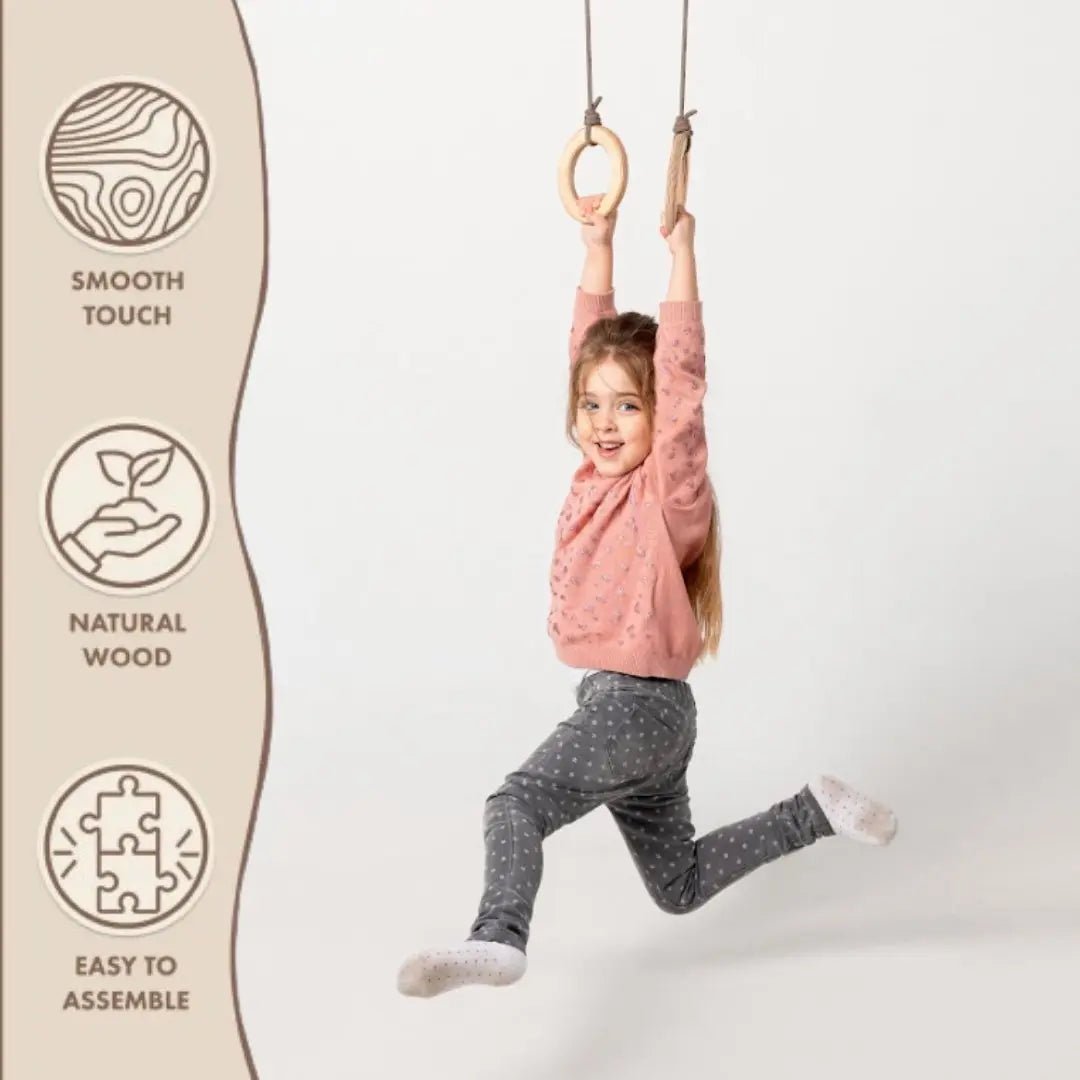 3in1 Swing & Climbing Set: Rope Ladder, Gym Rings & Disc Swing