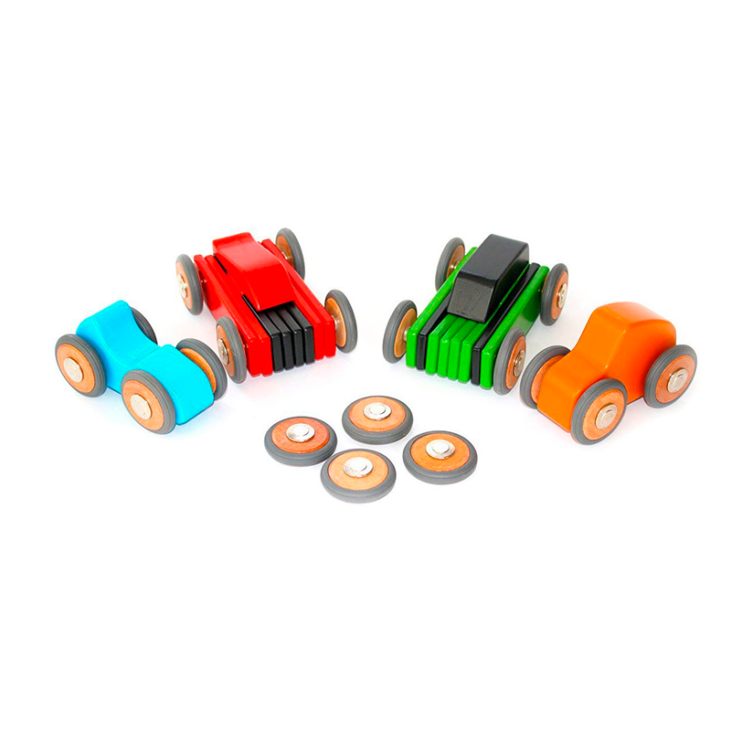 Magnetic Wooden Wheels Magnetic Wooden Blocks 4 pieces
