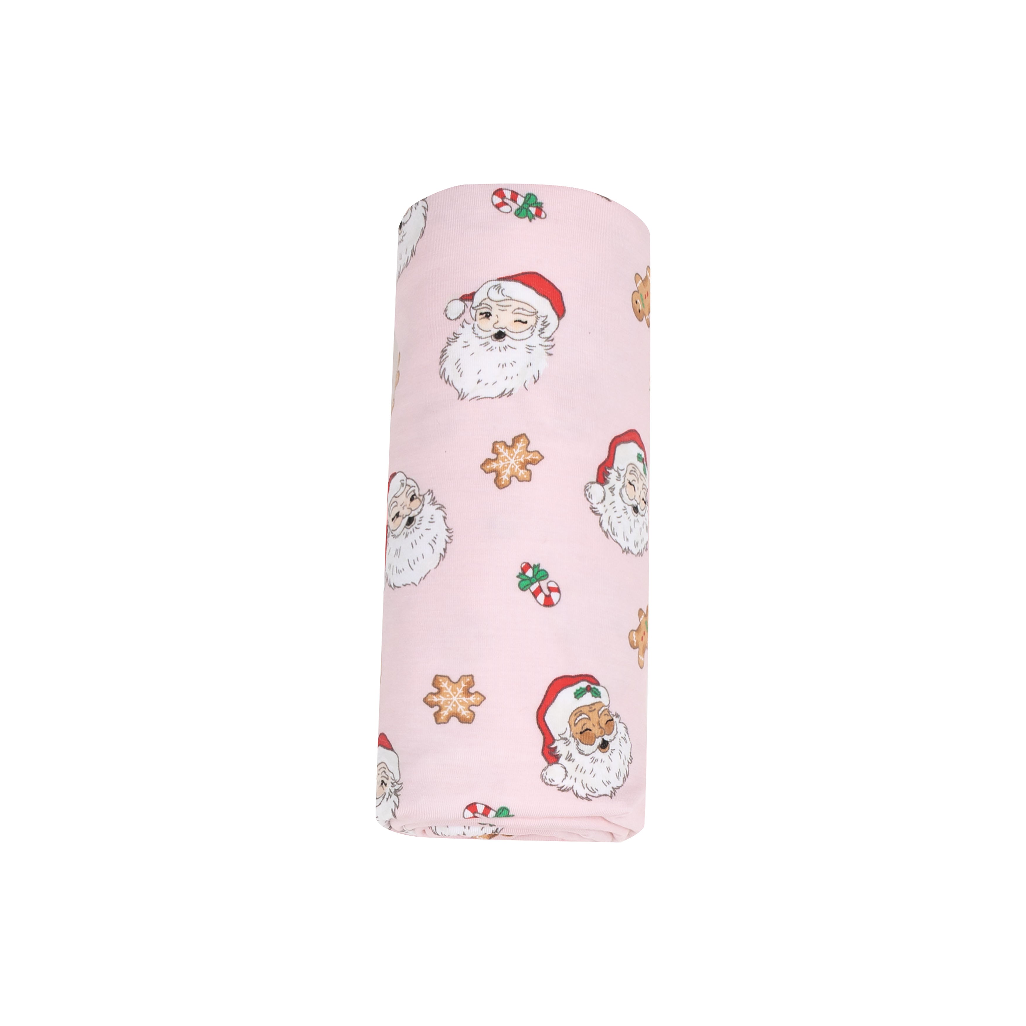 Swaddle Blanket - Vintage Santas Pink