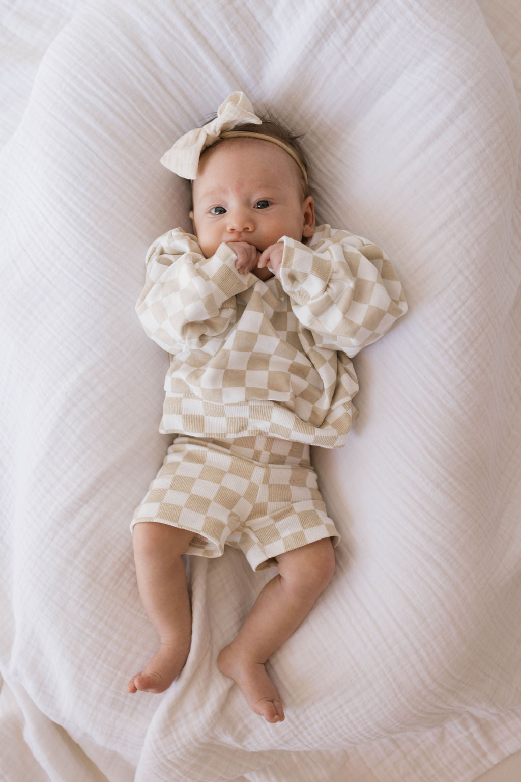 Children's Long Sleeve Short Set | Chai Checkerboard