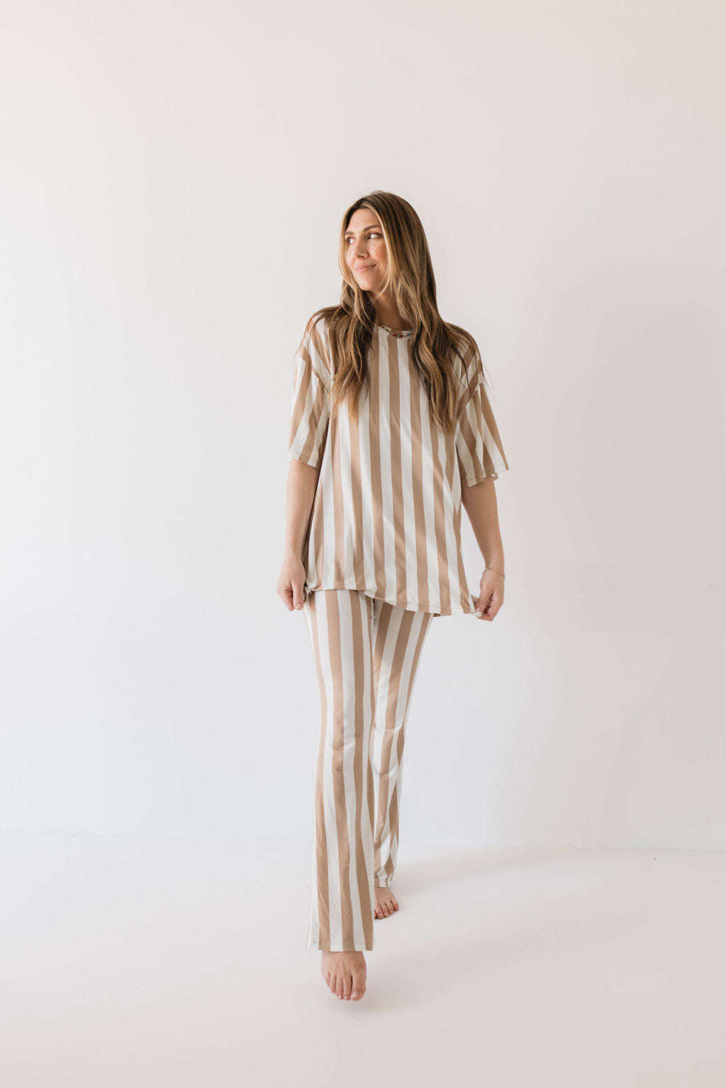 Short Sleeve Women's Bamboo Pajamas | Kal Stripe