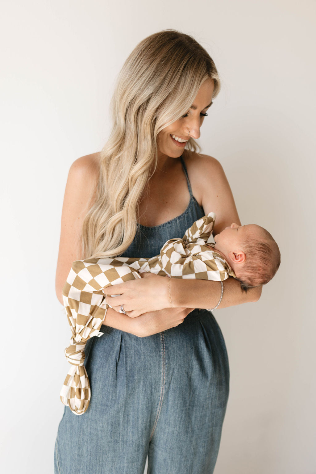 Bamboo Knotted Gown | Olive Checkerboard