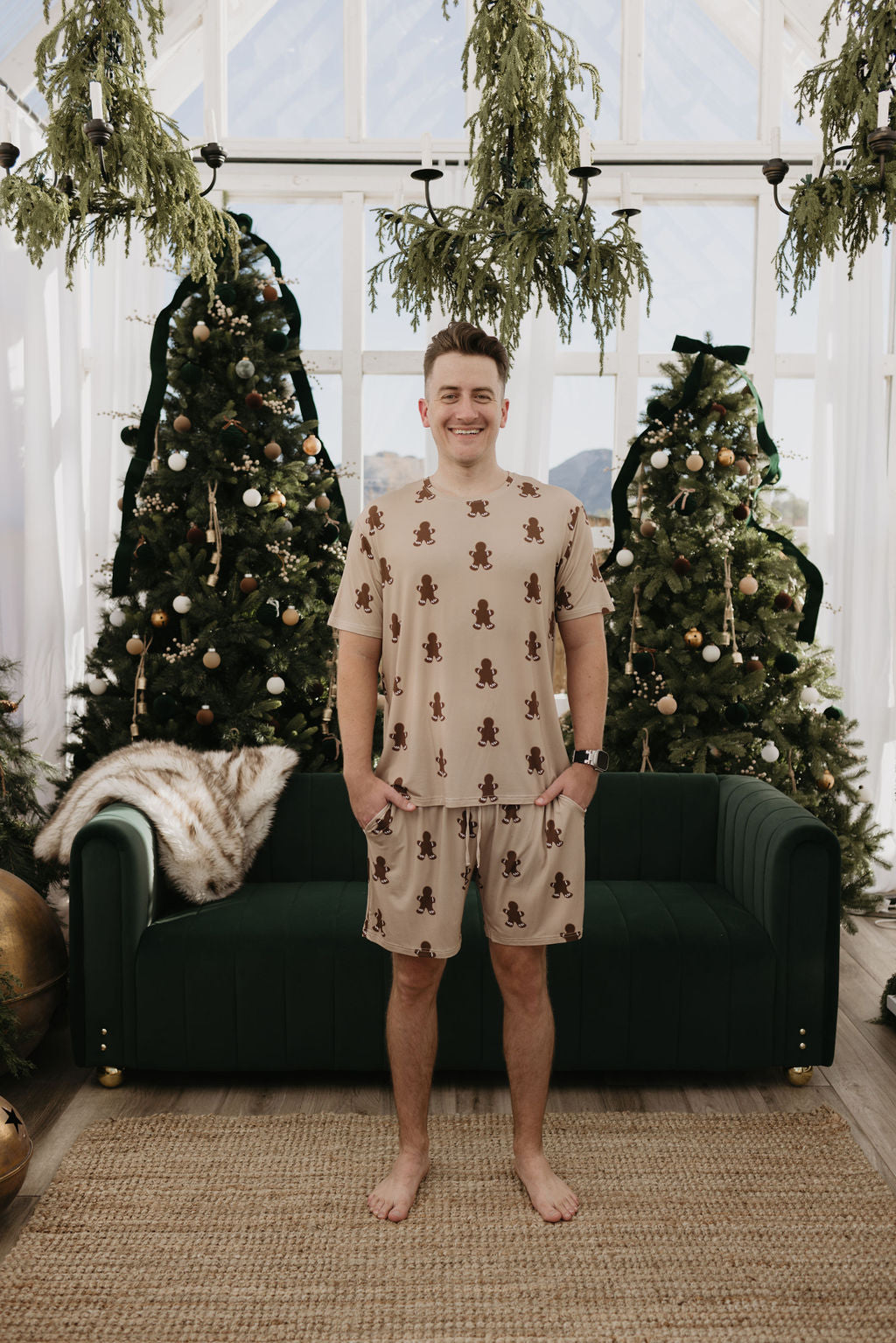 Short Sleeve Men's Bamboo Pajamas | Gingerbread