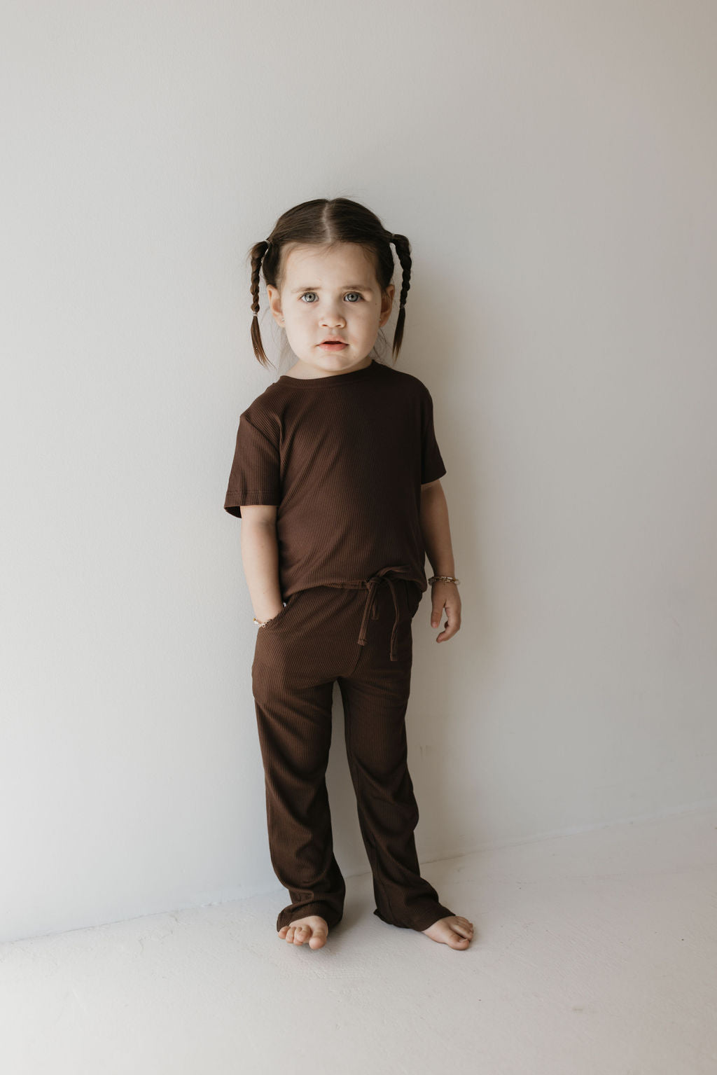 Toddler Short Sleeve Bamboo Lounge Set | Coffee Bean