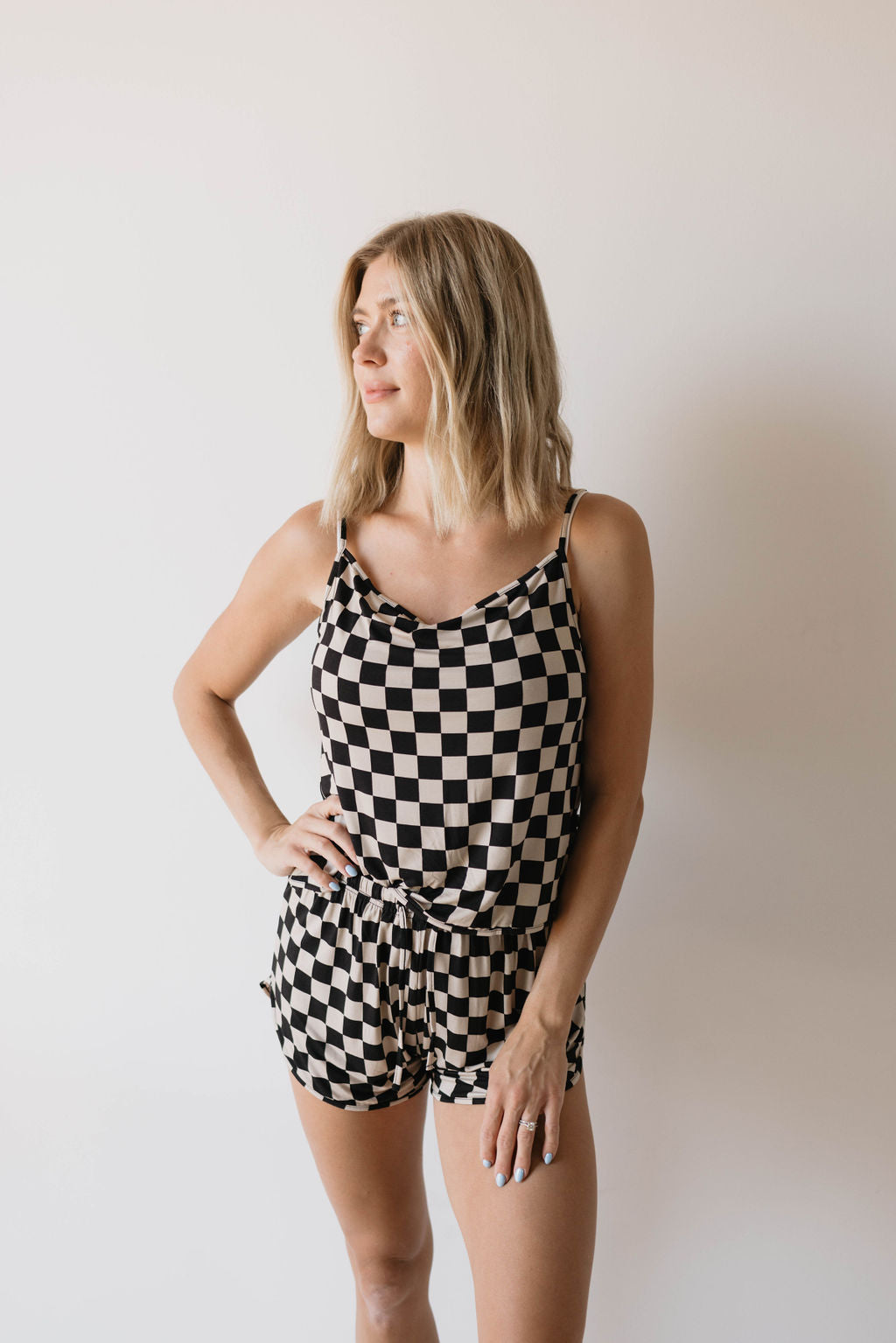 Cami Women's Bamboo Set | Black Checkerboard