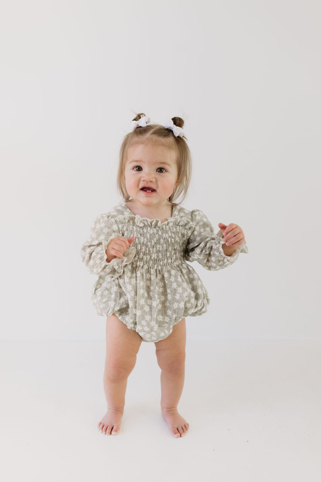 Ruffle Romper | French Gray Floral