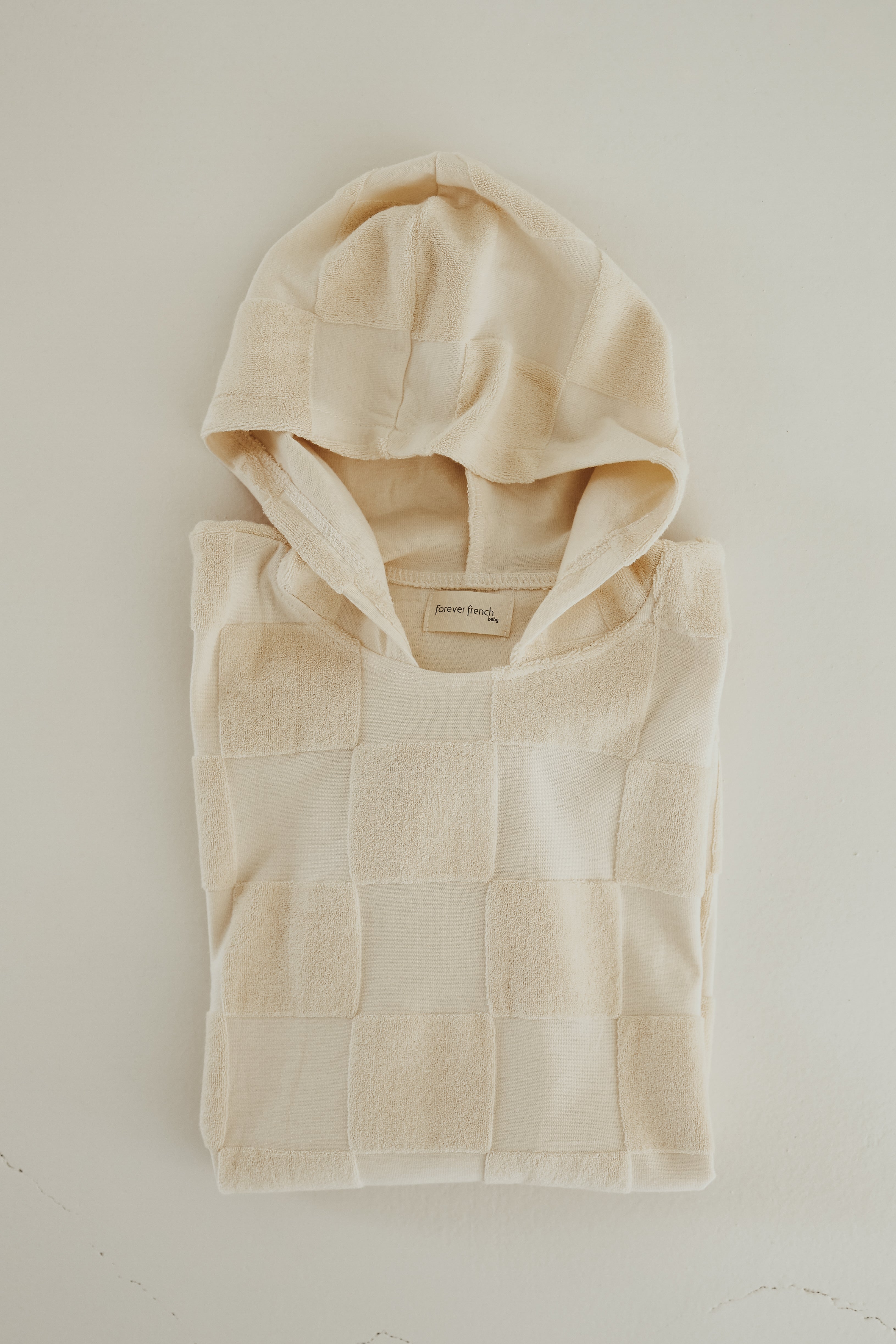 Hooded Towel | Cream Checkerboard