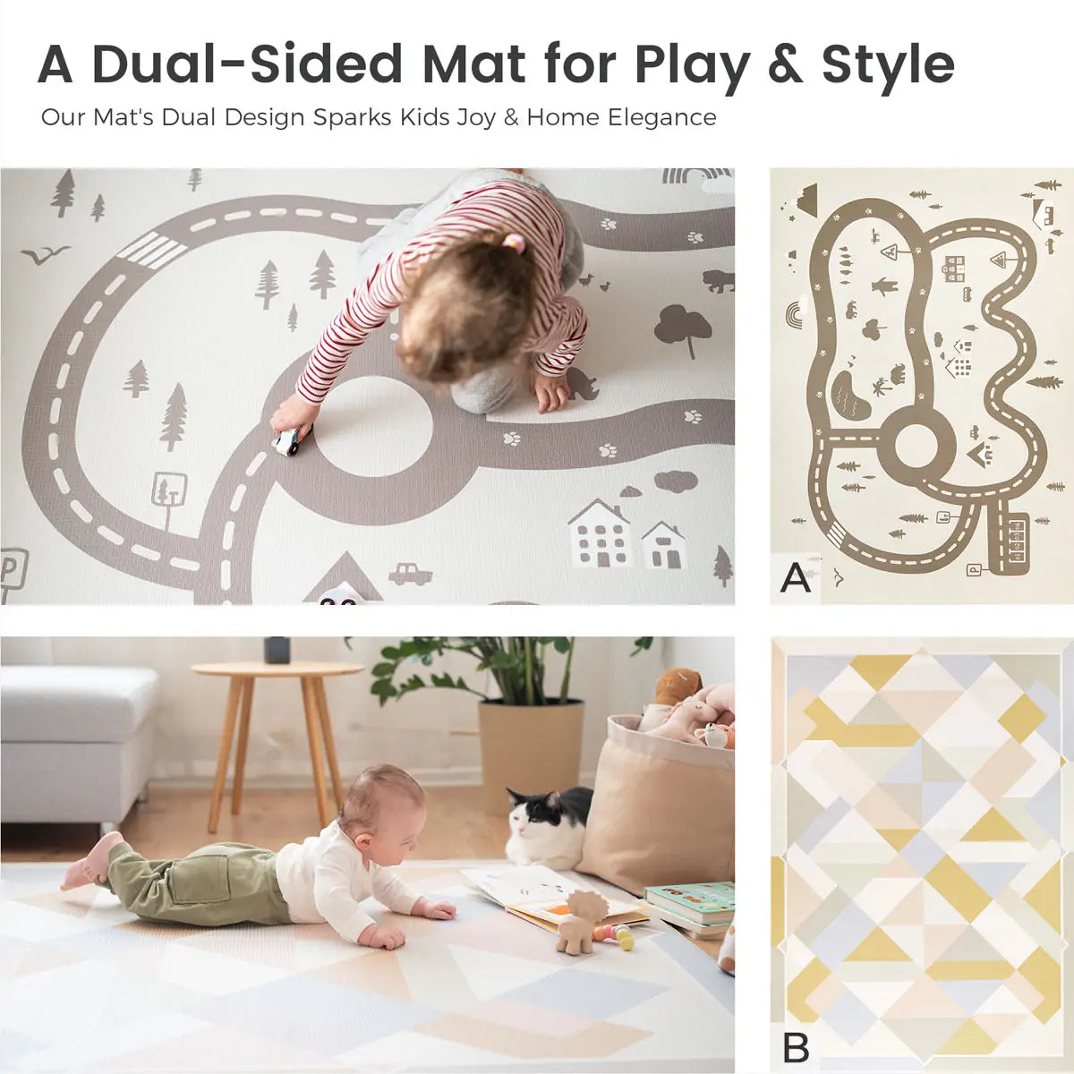 Tiny Land® Double-Sided Baby Playmat Urban Zoo Adventure