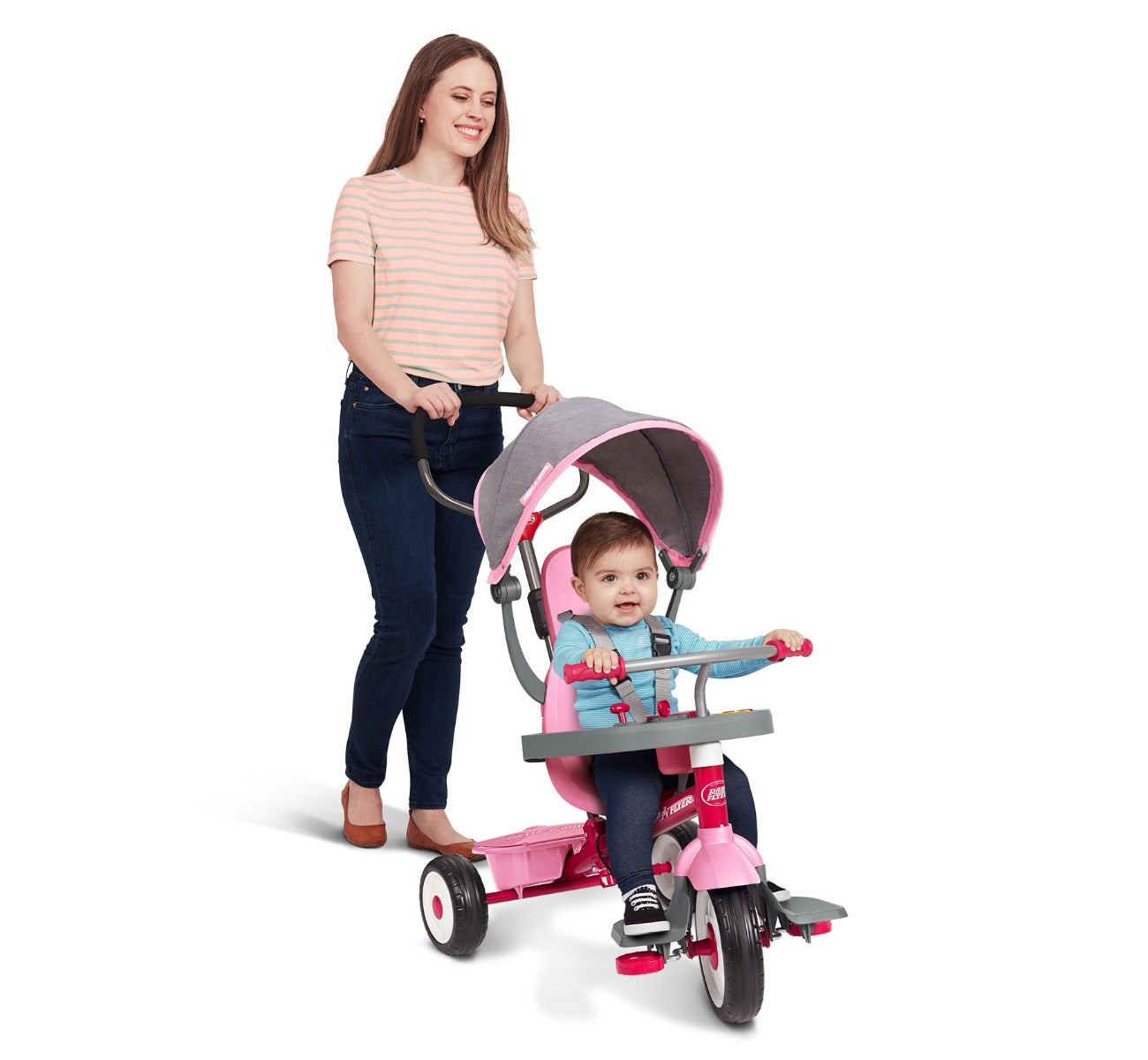 4-in-1 Stroll ‘N Trike with Activity Tray Pink