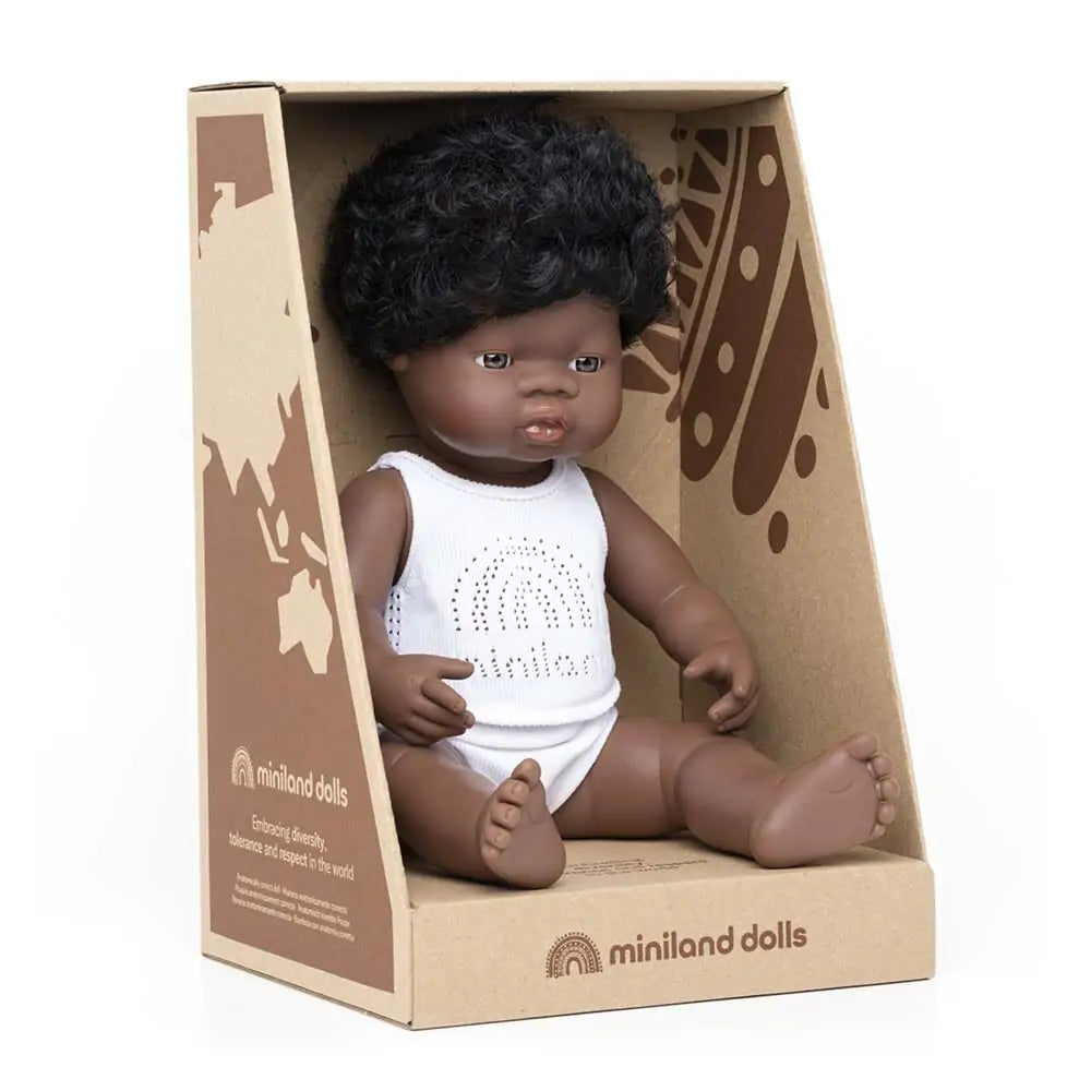 Miniland Baby Doll African Boy 15"