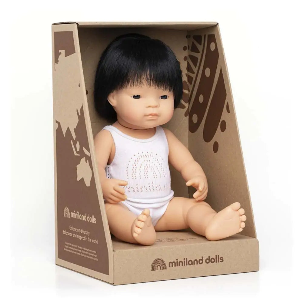 Miniland Baby Doll Asian Boy 15"
