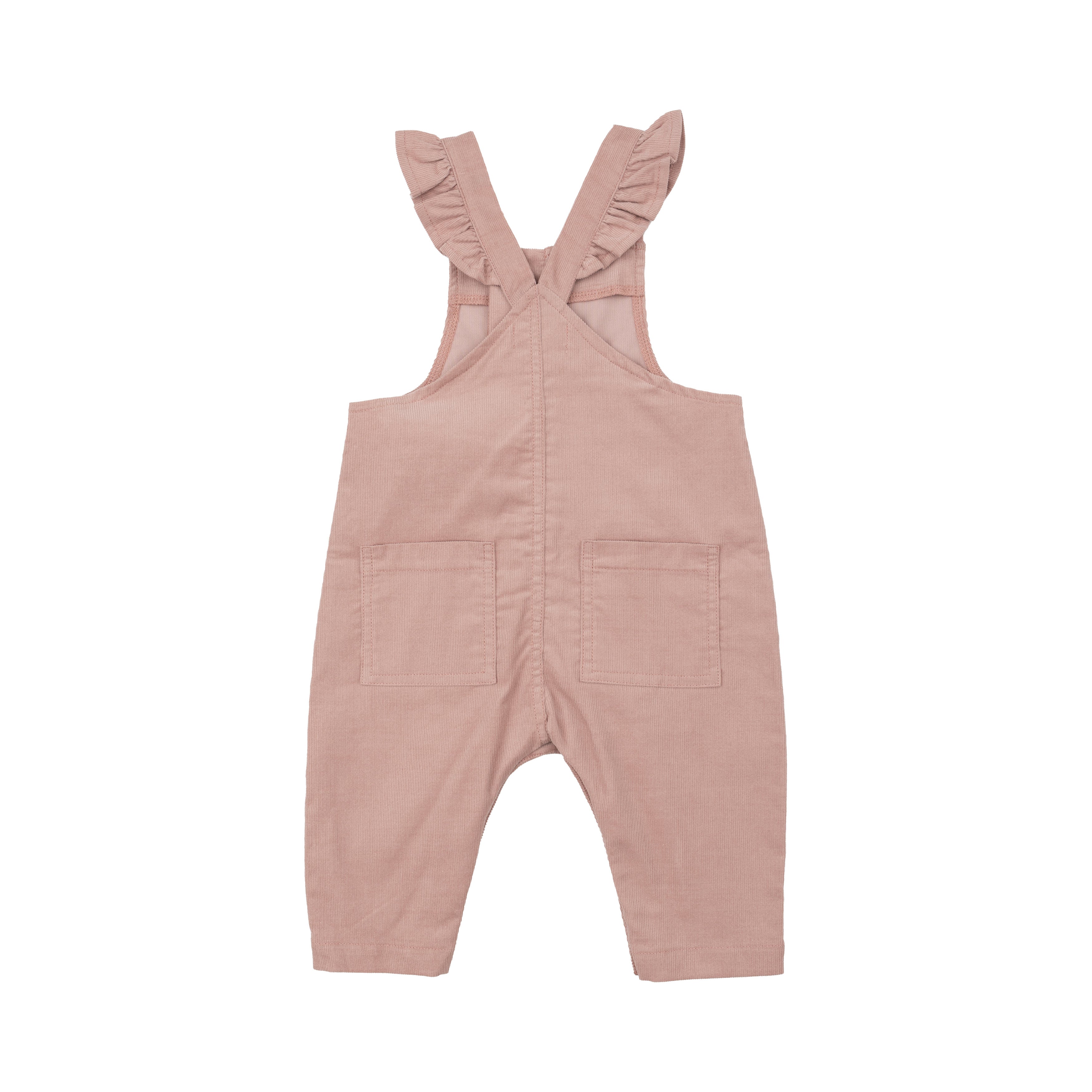 Front Snap Ruffle Overall  - Solid Misty Rose