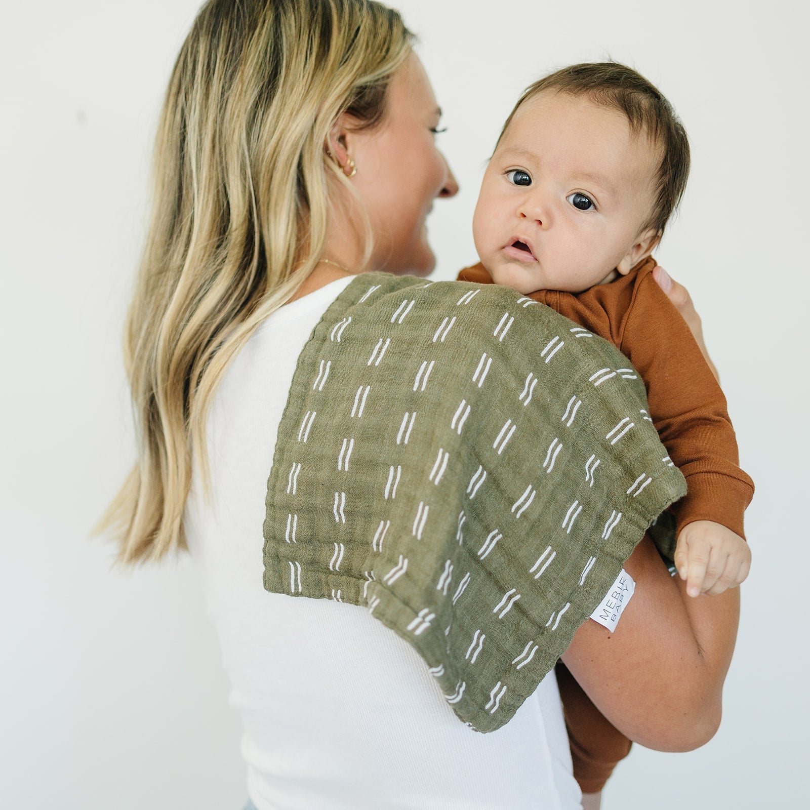 Olive Strokes Muslin Burp Cloth