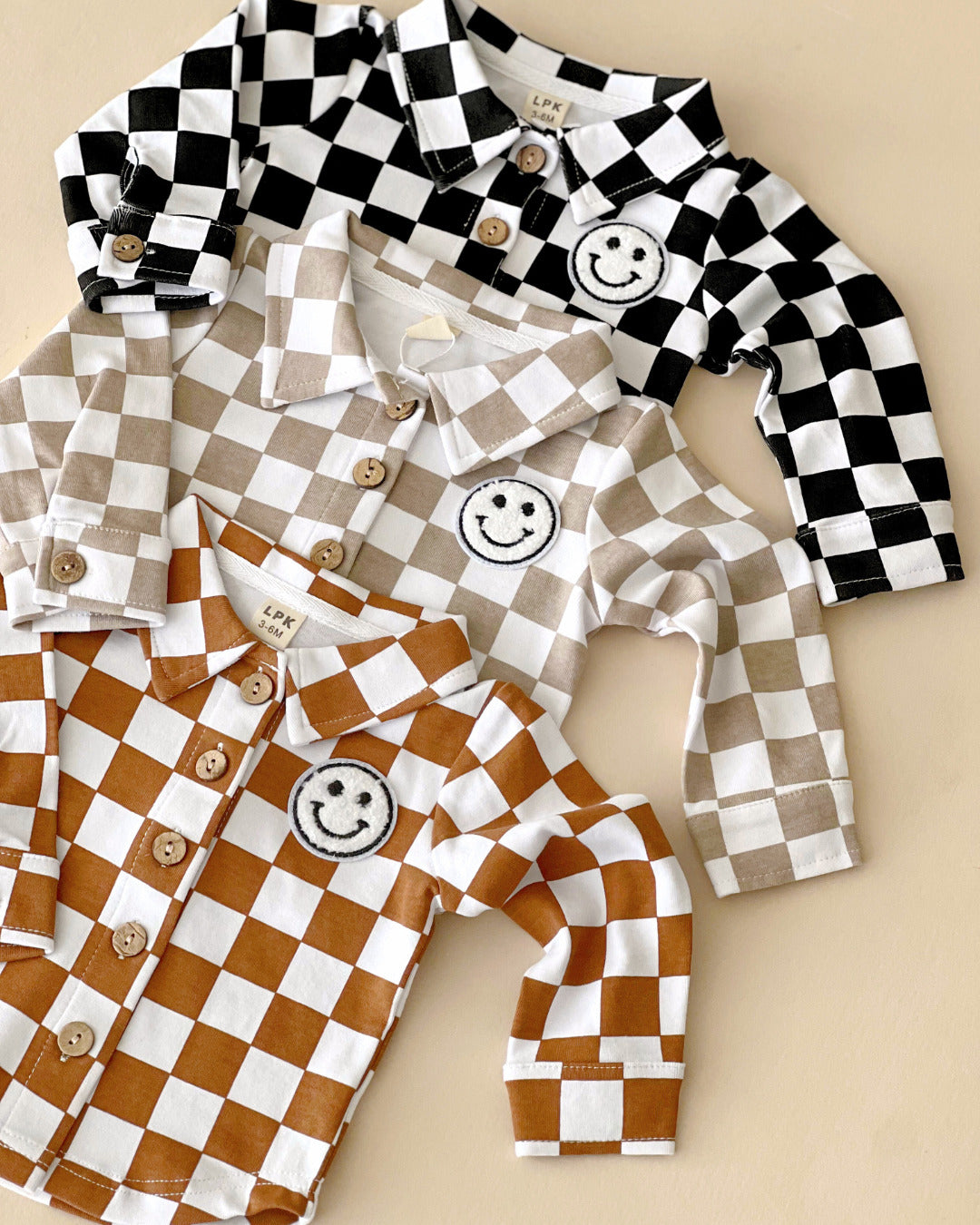 Cotton Shacket | Smiley Checkered Copper