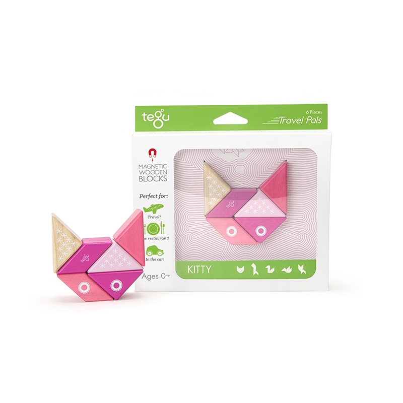 Travel Pals - Kitty Magnetic Wooden Blocks 6 pieces