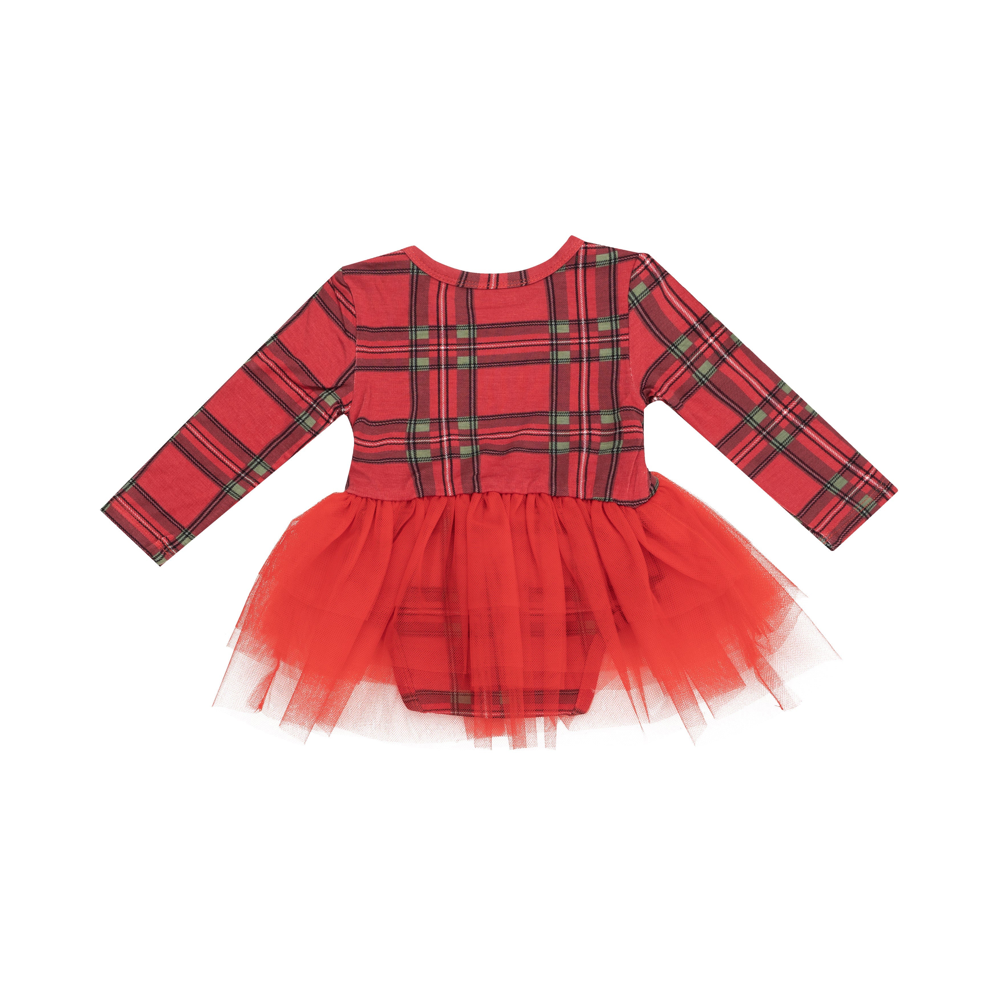 L/S Tutu Bodysuit - Vintage Holiday Plaid