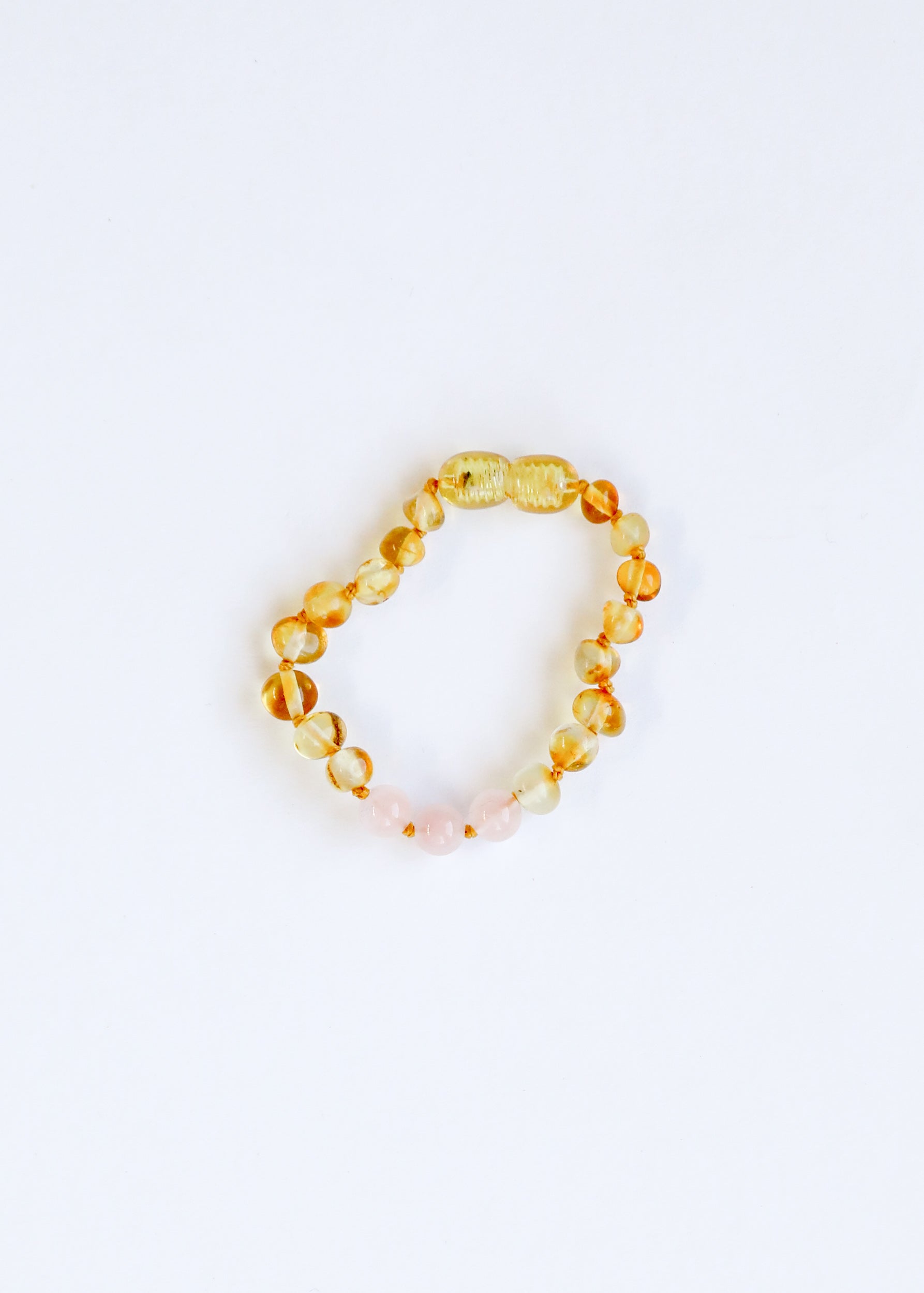 Polished Honey Baltic Amber + Rose Quartz || Anklet or Bracelet