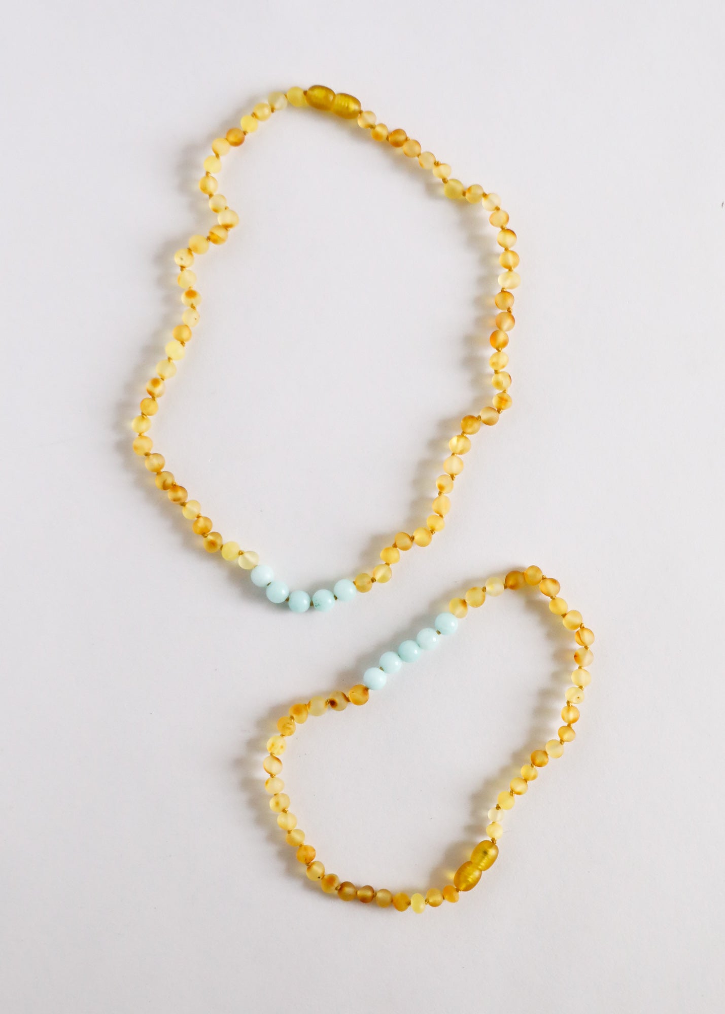 Raw Honey Baltic Amber + Amazonite || Necklace Set