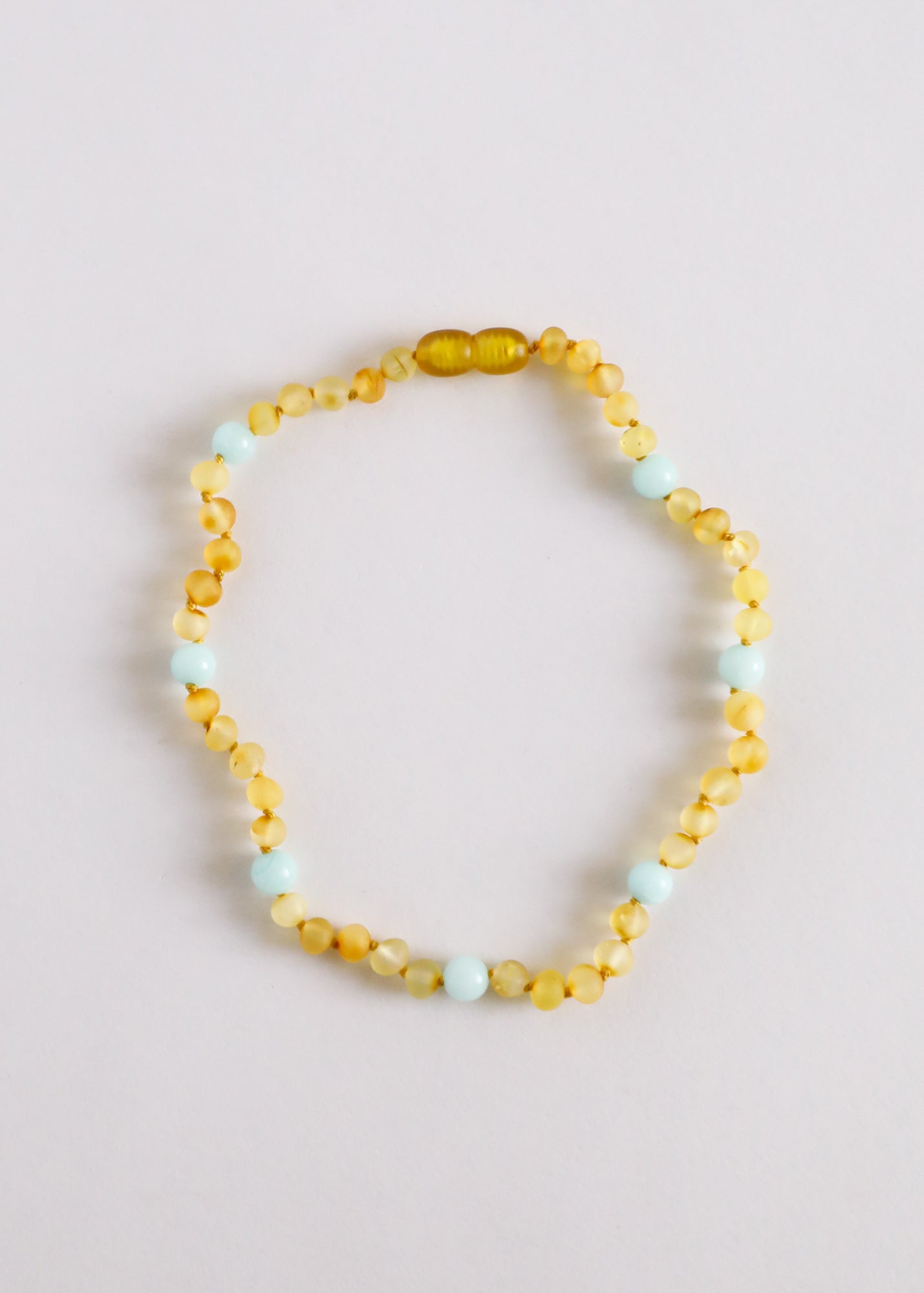 Raw Honey Baltic Amber + Amazonite || Halo Necklace