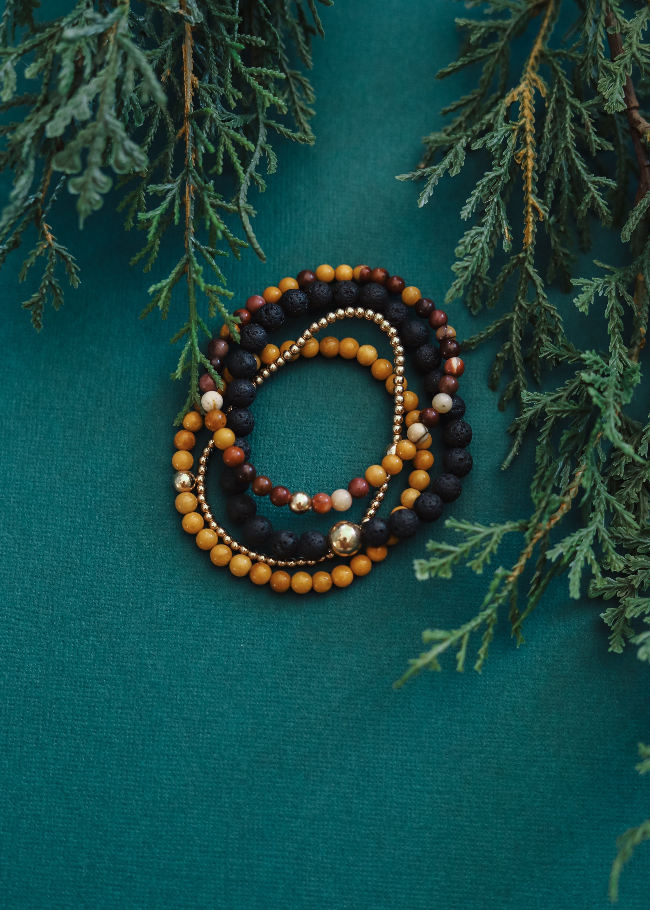 Dainty Golden Mookaite Jasper + 14K Gold Filled || Beaded Stretch Bracelet