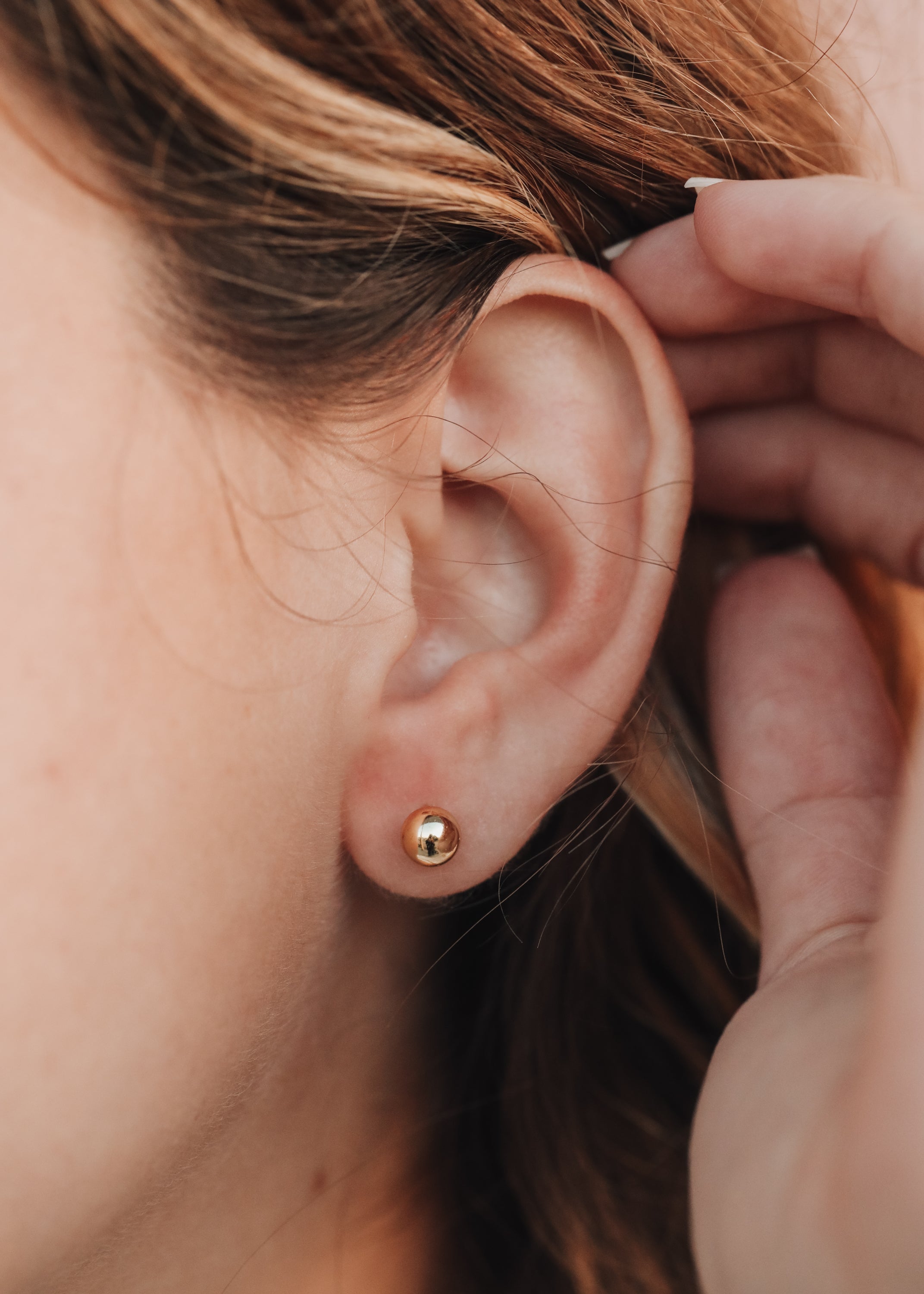 18K Gold Vermeil Ball Earrings || 6mm || Everyday + Simple Stud