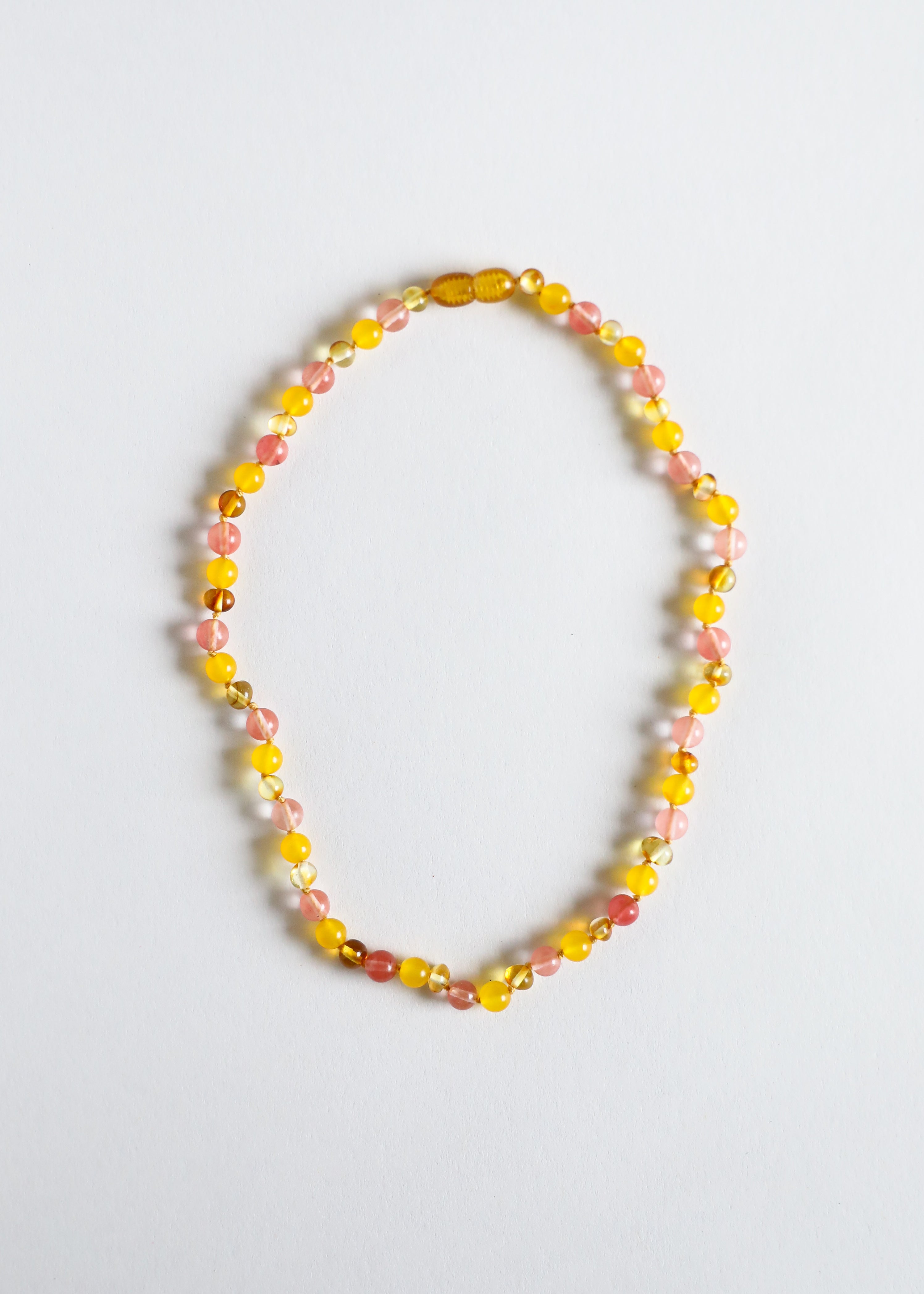 Polished Honey Baltic Amber + Honeysuckle Gemstones || Necklace