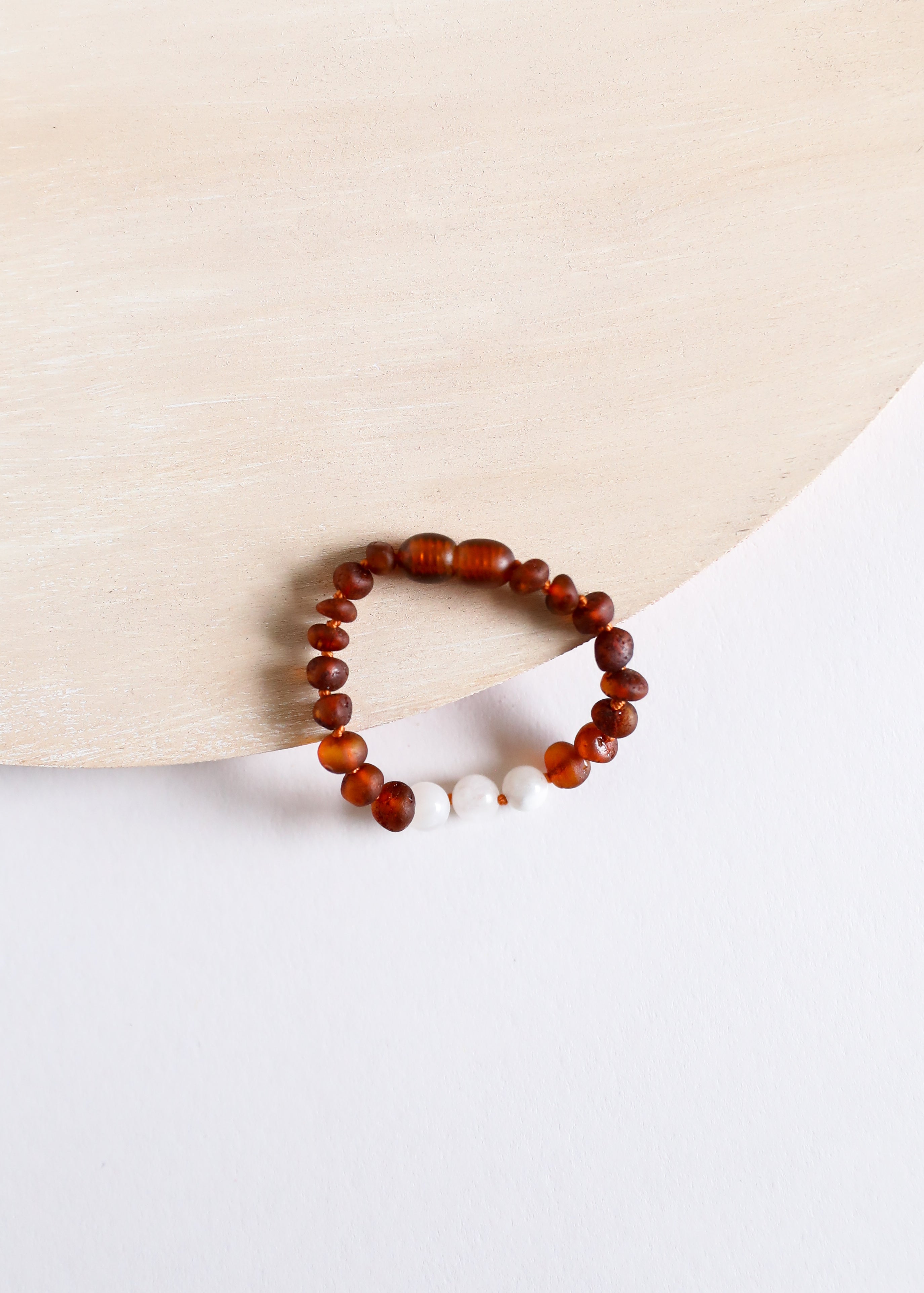 Raw Cognac Baltic Amber + Moonstone || Anklet • Bracelet